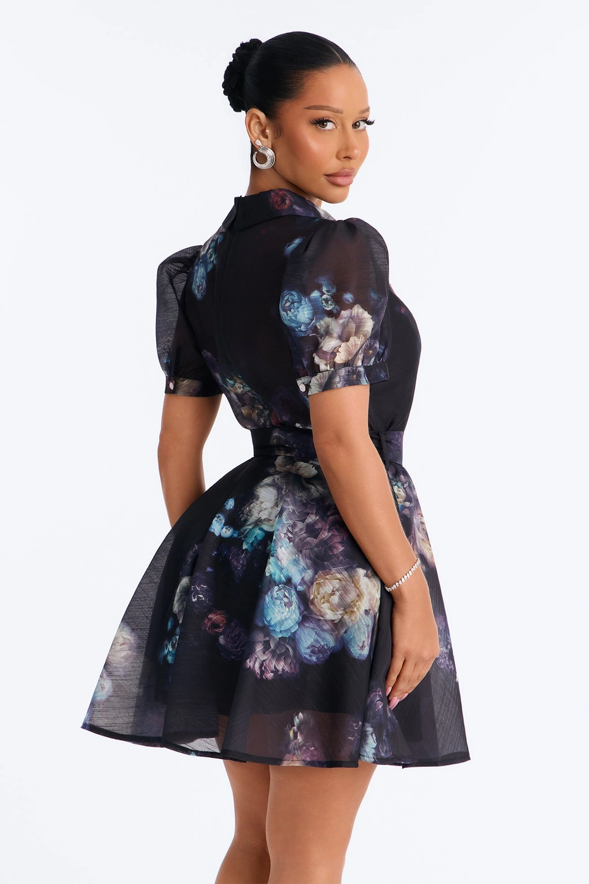 Kira Floral Organza Mini Dress - Navy/combo — Azul-marinho/combinação