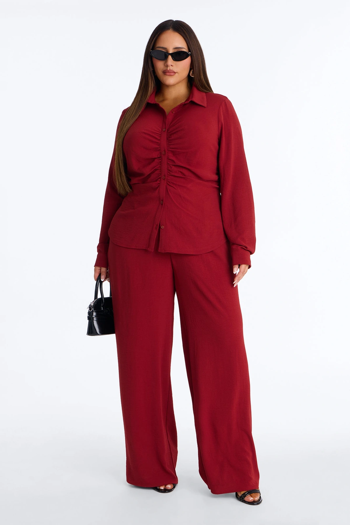 Makenzie Ruched Pant Set - Rust — Ferrugem