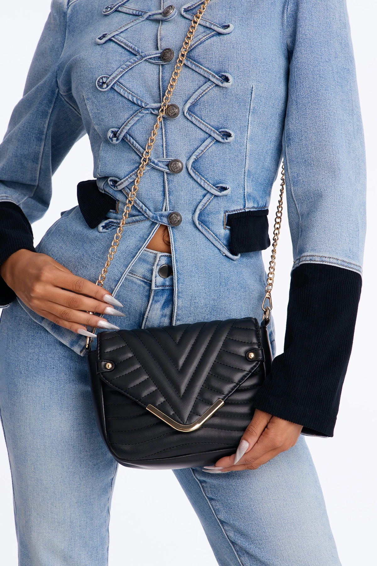 The Night Is Young Faux Leather Crossbody Handbag - Black — Preto