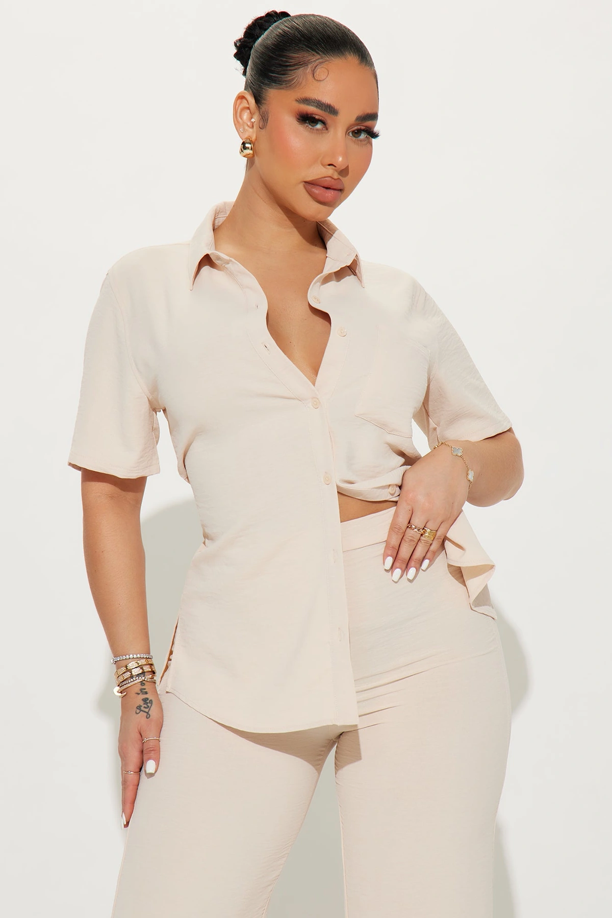Makenzie Short Sleeve Pant Set - Oatmeal — Aveia