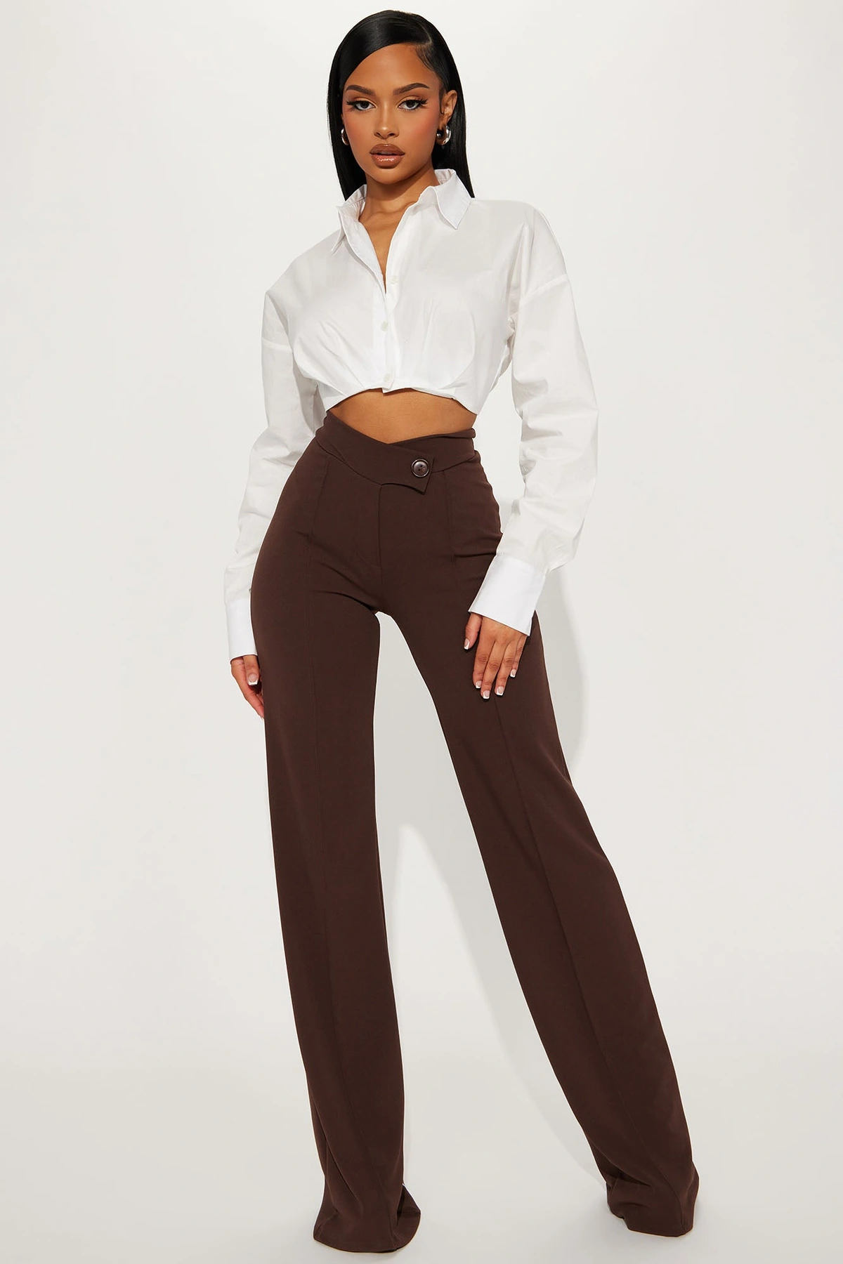 Tall Call It Even Wide Leg Dress Pants - Chocolate — Chocolate