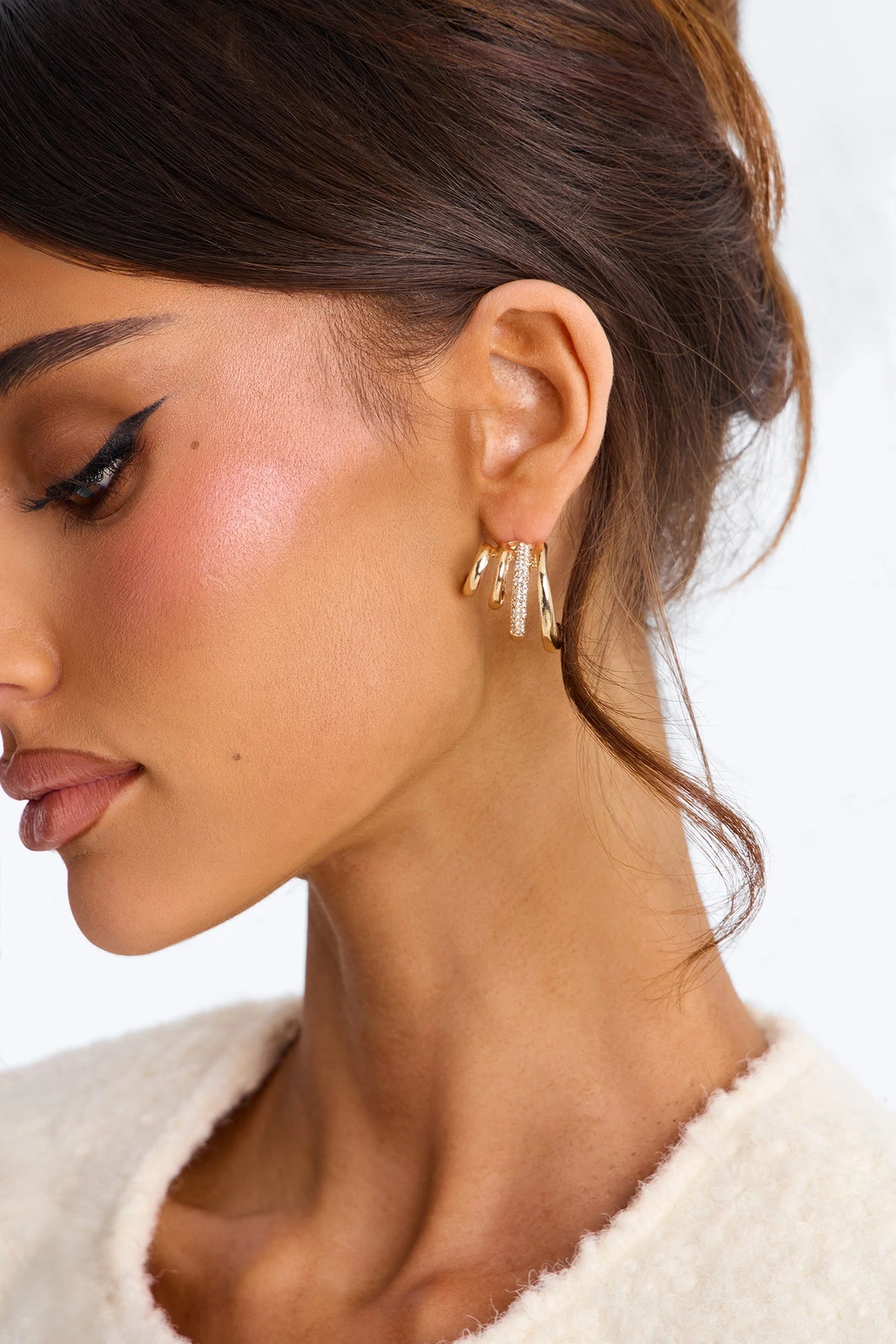 4 Tier Hoop Earrings - Gold — Dourado