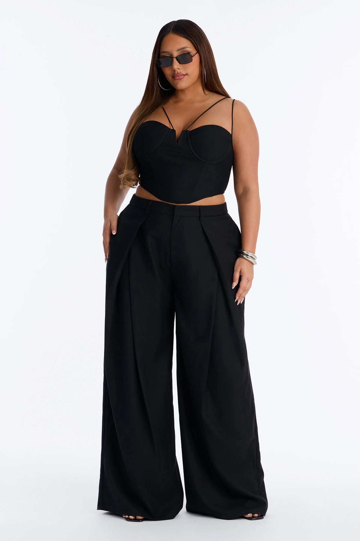 Executive Realness Pleated Wide Leg Trouser 33″ - Black — Preto