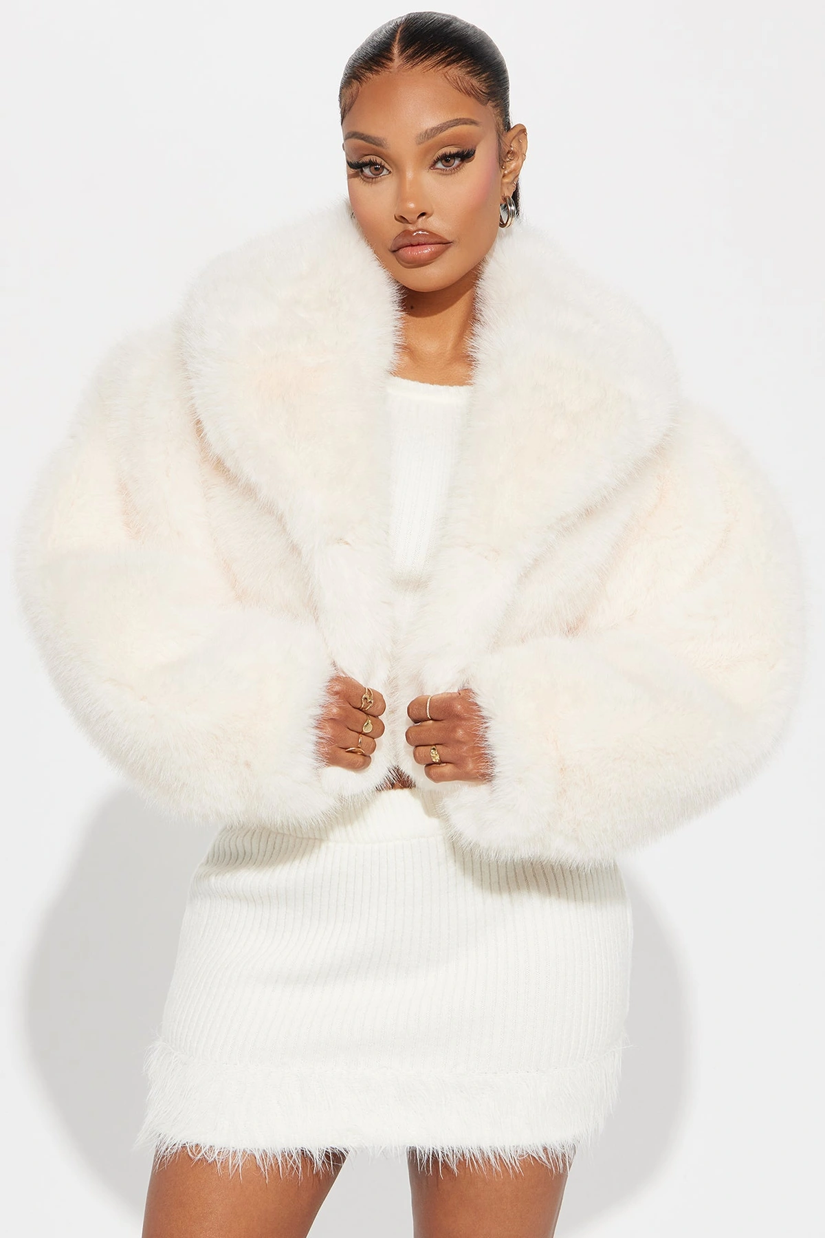 That's Luxe Faux Fur Coat - Ivory — Marfim