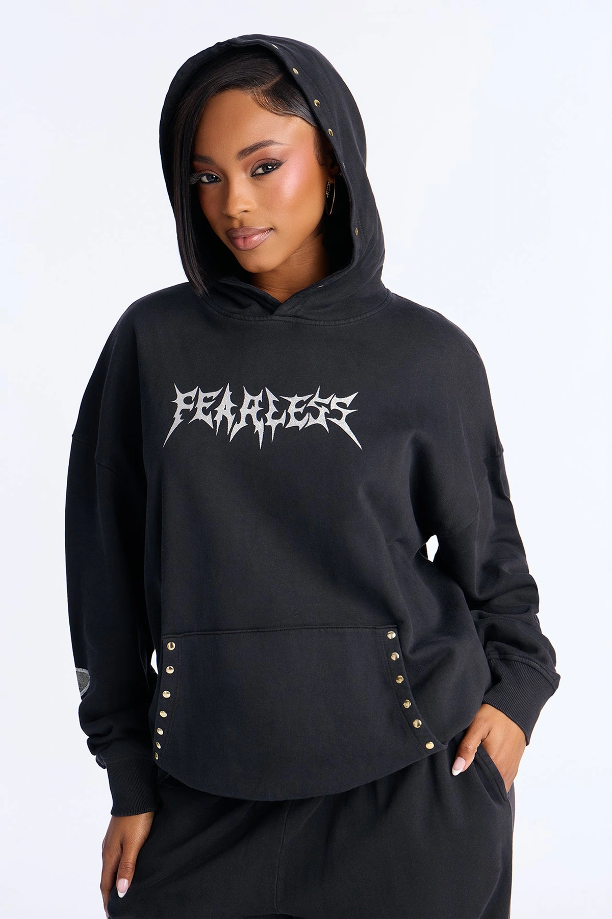 Fearless Fleece Hoodie Pant Set - Black — Preto