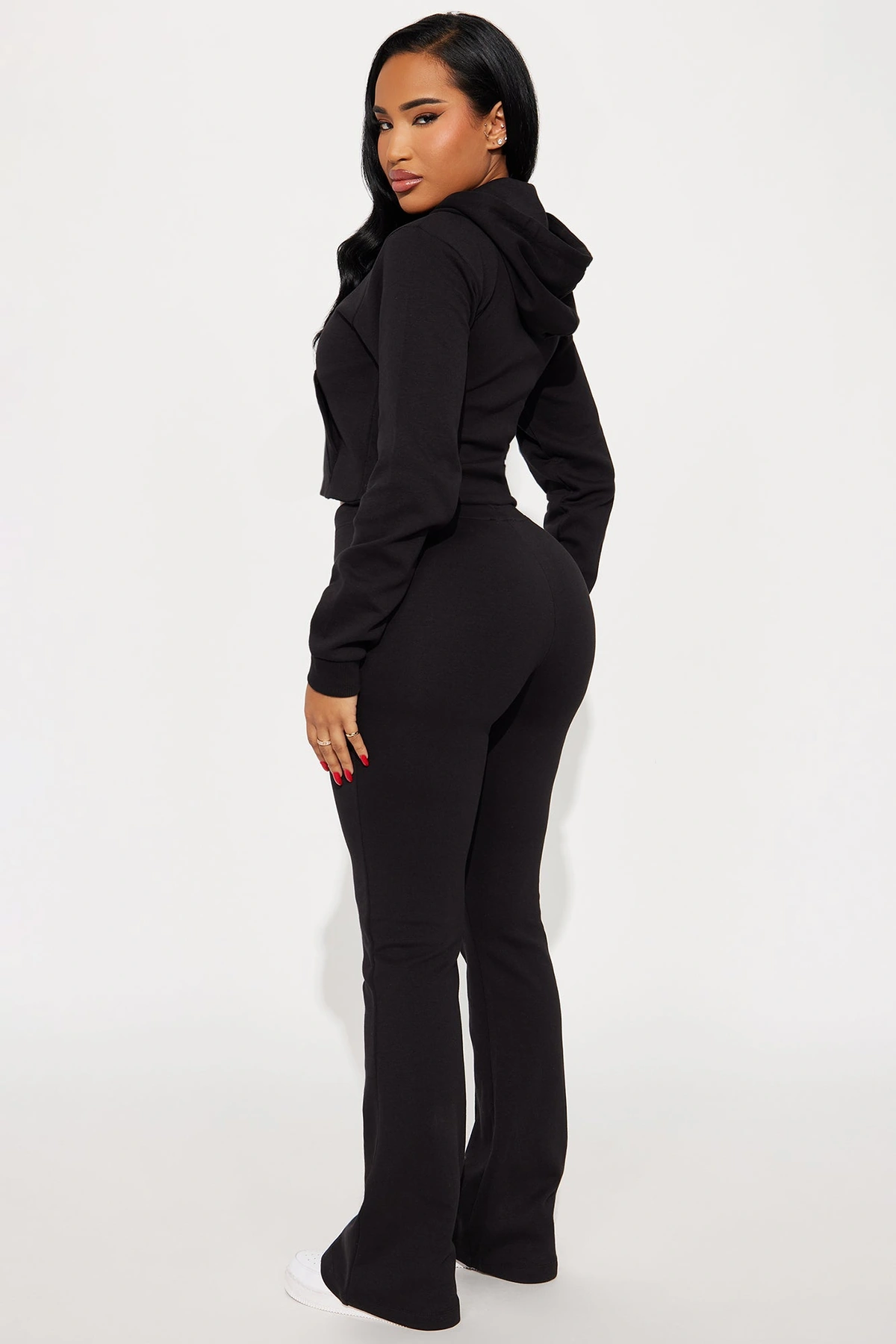 Ready To Go Zip Up Pant Set - Black — Preto