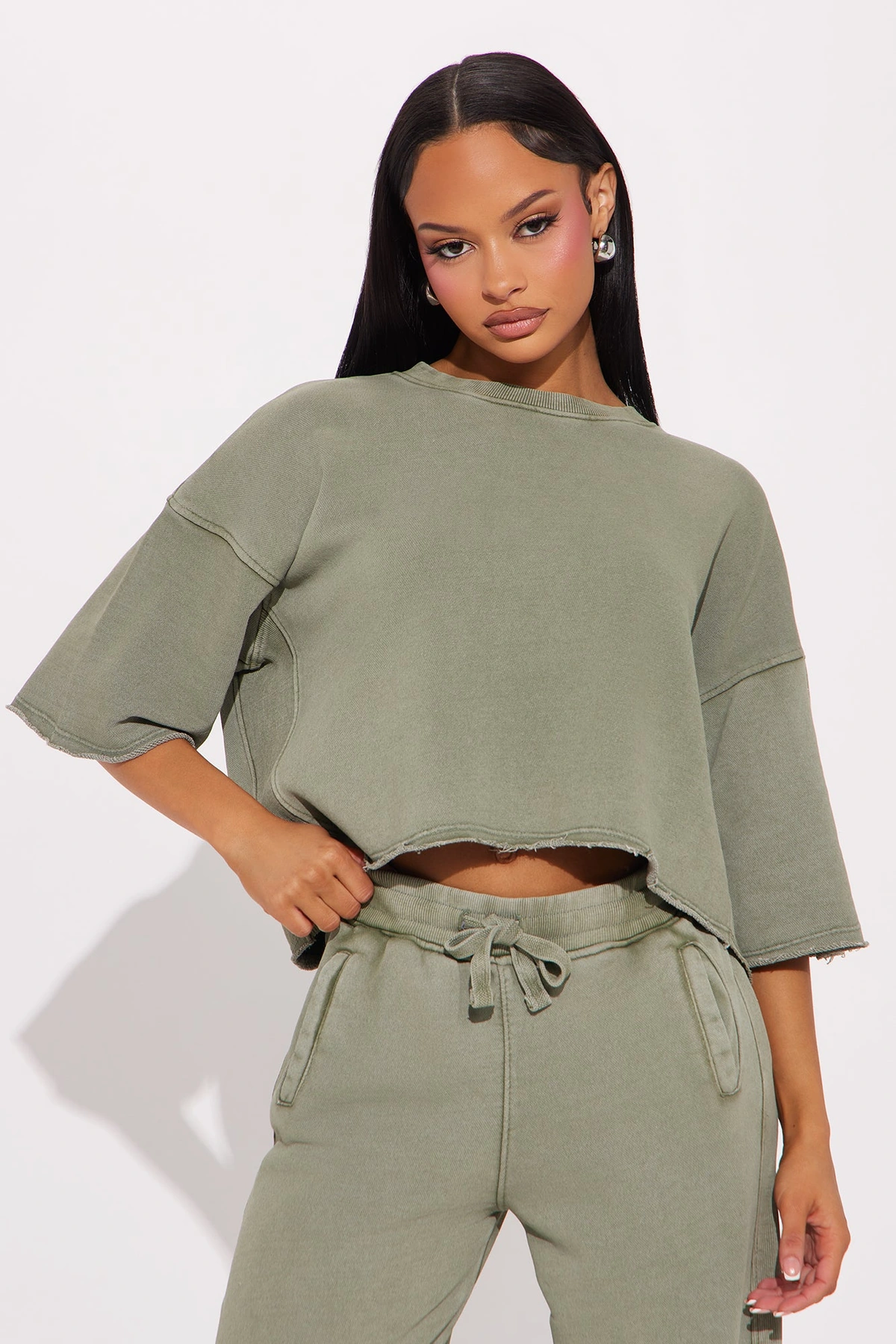 Strollin' Around Pant Set - Sage — Verde-sálvia
