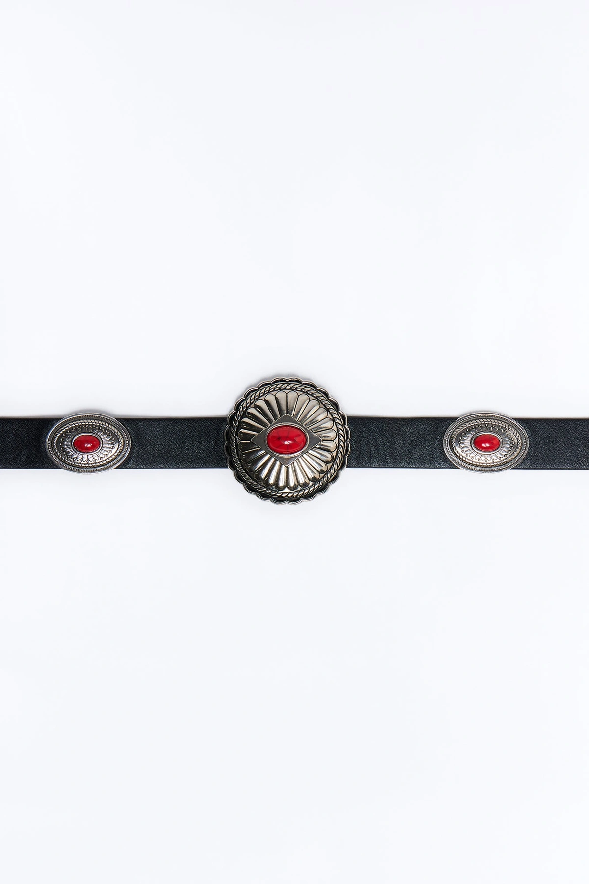 Hot Stones Faux Leather Belt - Black/combo — Preto/combinação