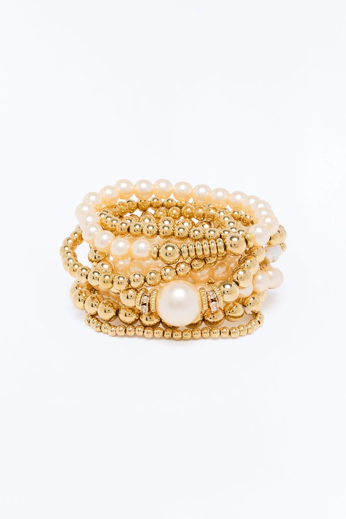 Perla Jazz Night 9 Piece Bracelet Set - White/Gold — Branco/Dourado