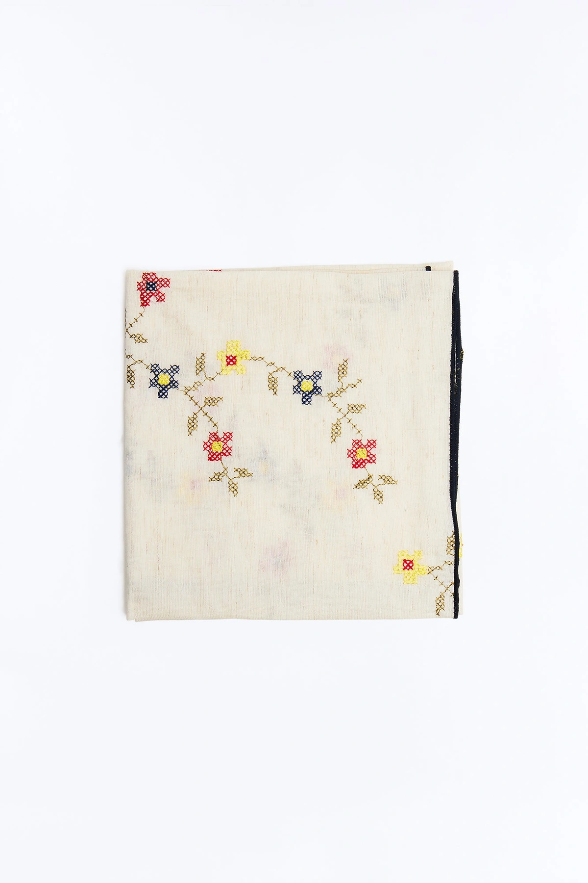 Flower Girl Embroidered Head Scarf - Ivory/combo — Marfim/combinação