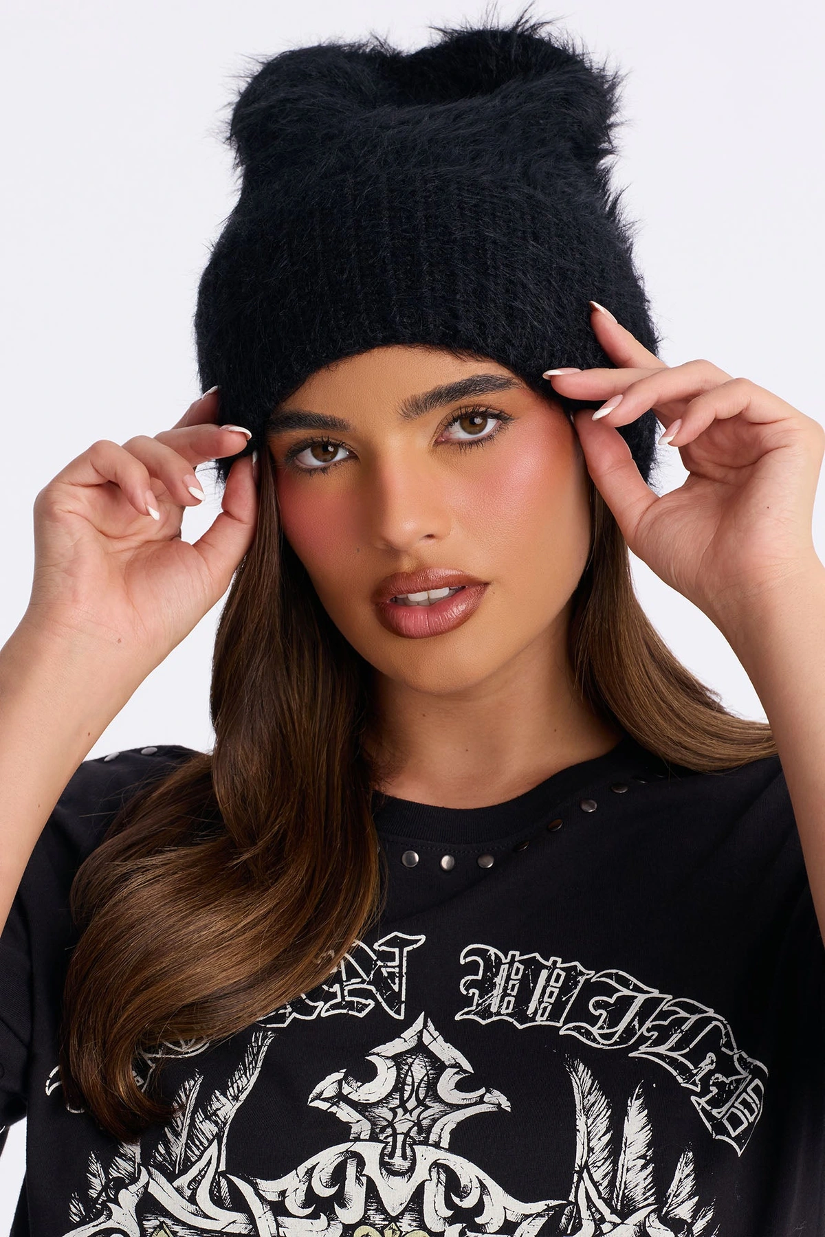 Fuzzy Feeling Beanie - Black — Preto