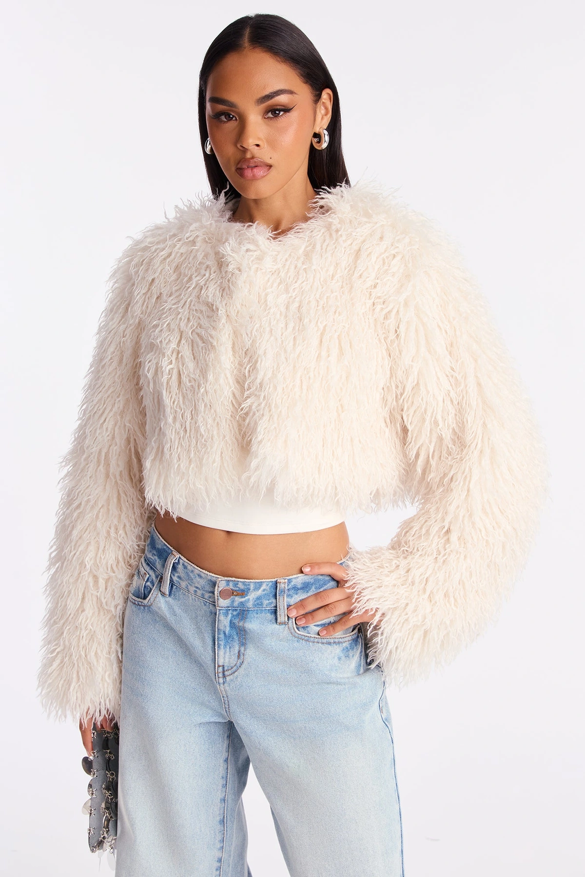 Sydney Faux Fur Coat - Ivory — Marfim