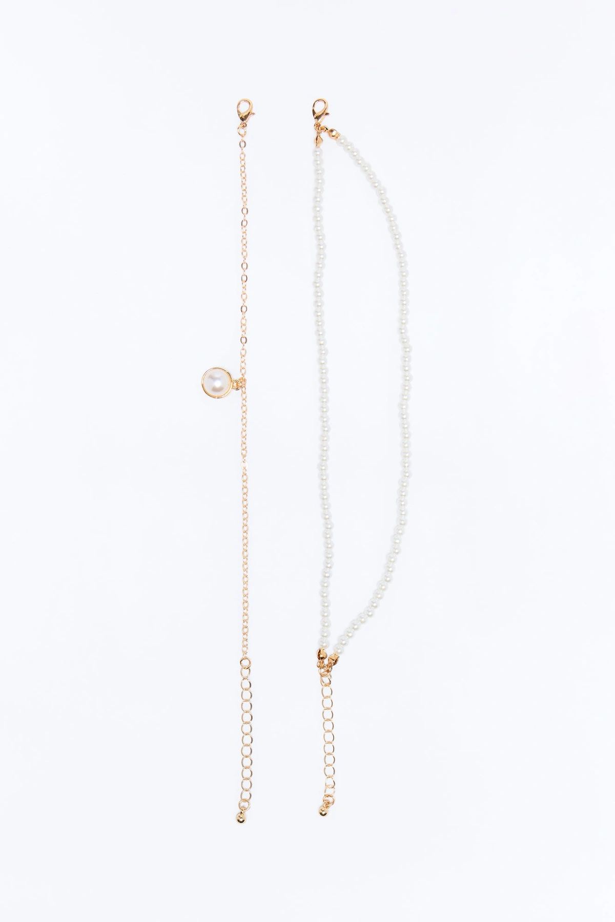 Wanna Dance 2 Piece Anklet Set - White/Gold — Branco/Dourado