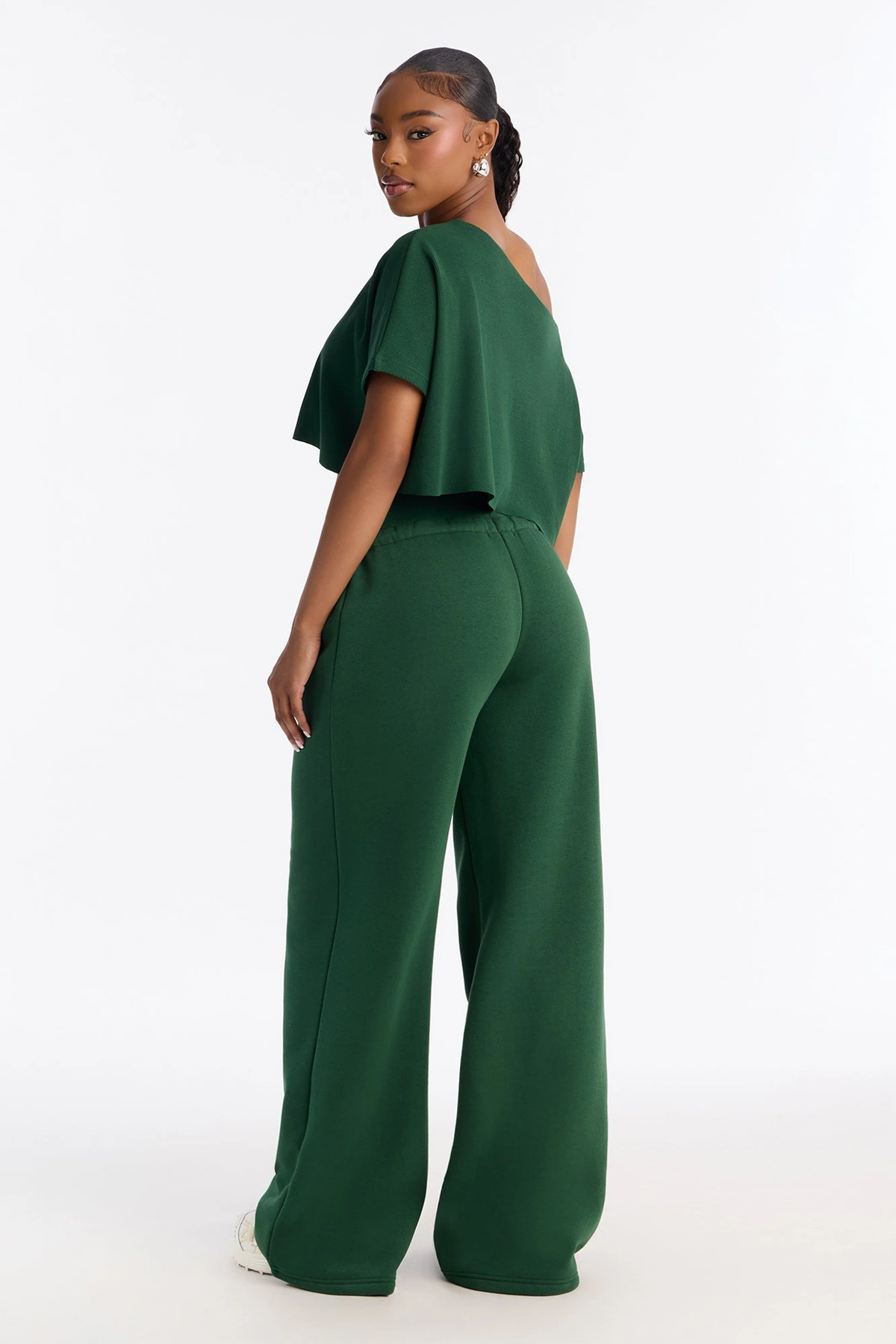 Mila Off Shoulder Top And Sweatpant Set - Hunter — Verde-escuro