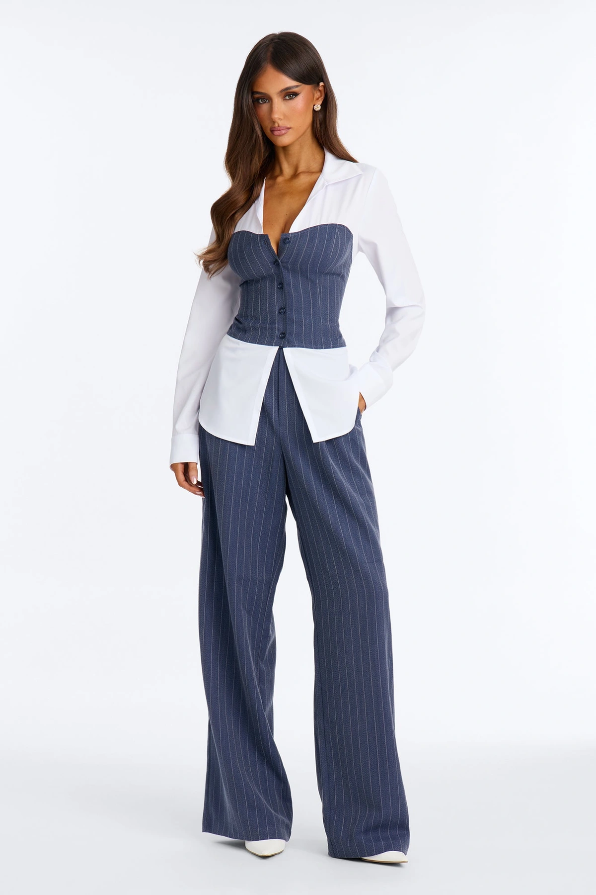 Work Mode Pinstripe Pant Set - Navy — Azul-marinho