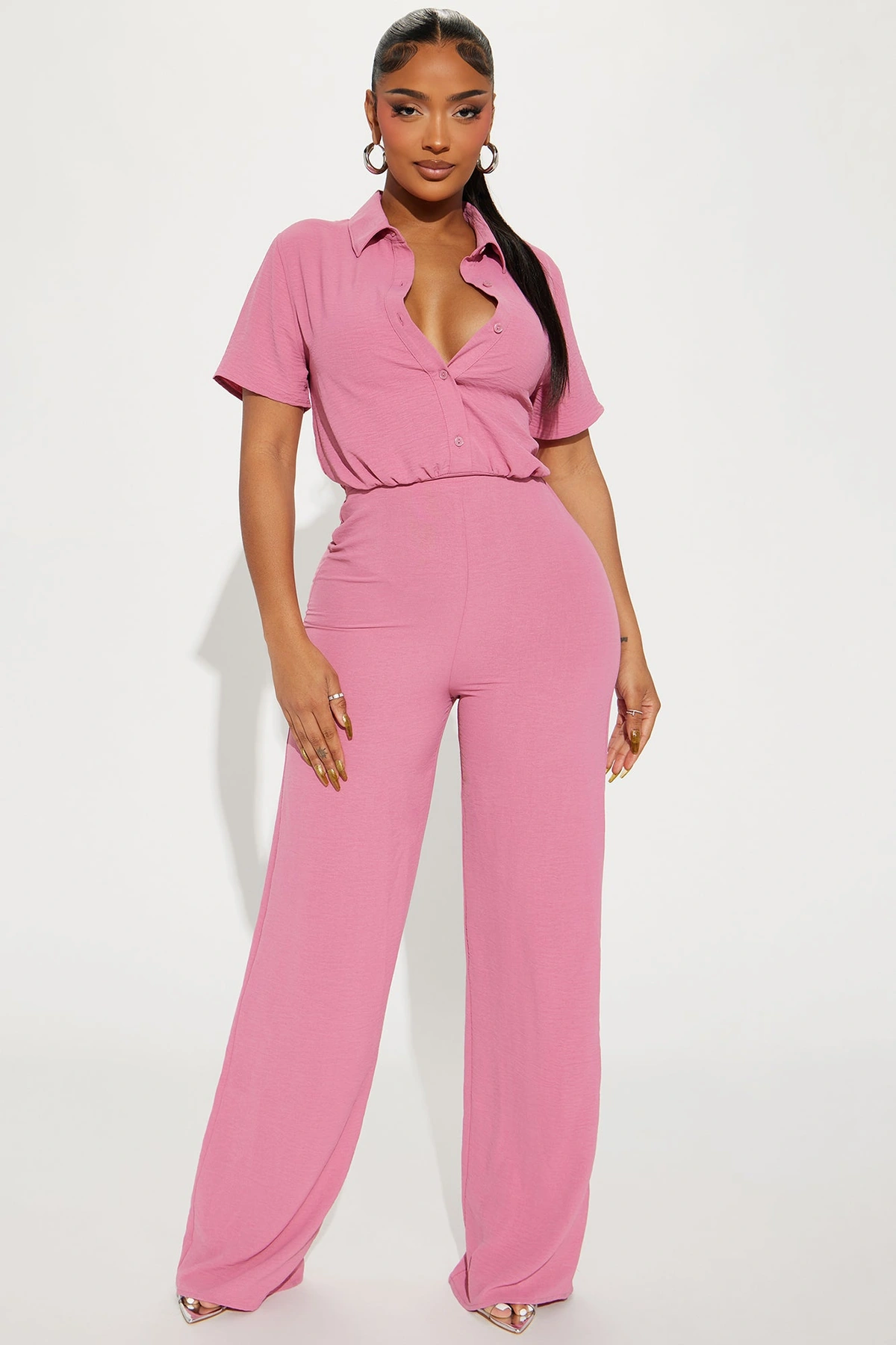 Makenzie Short Sleeve Jumpsuit - Mauve — Malva