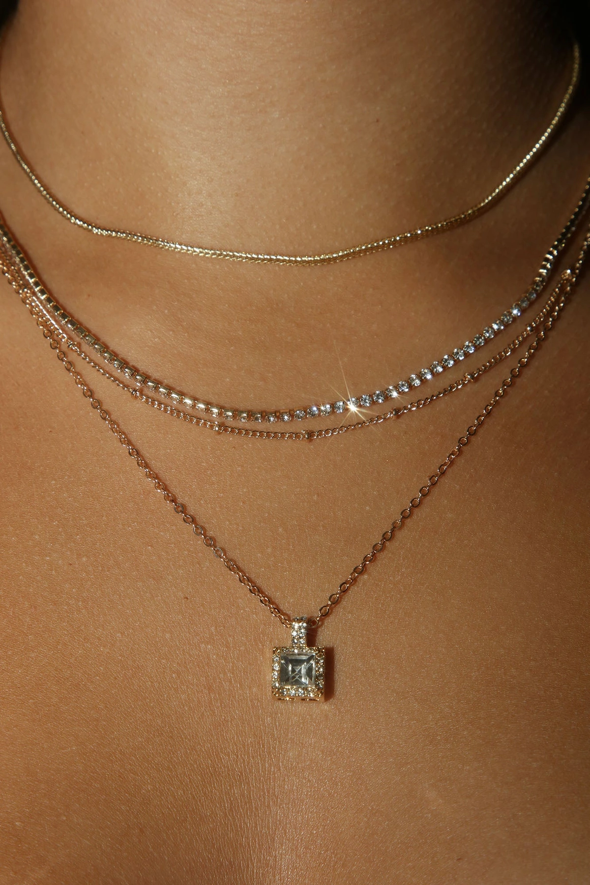 Simple Touch Layered Necklace - Gold — Dourado