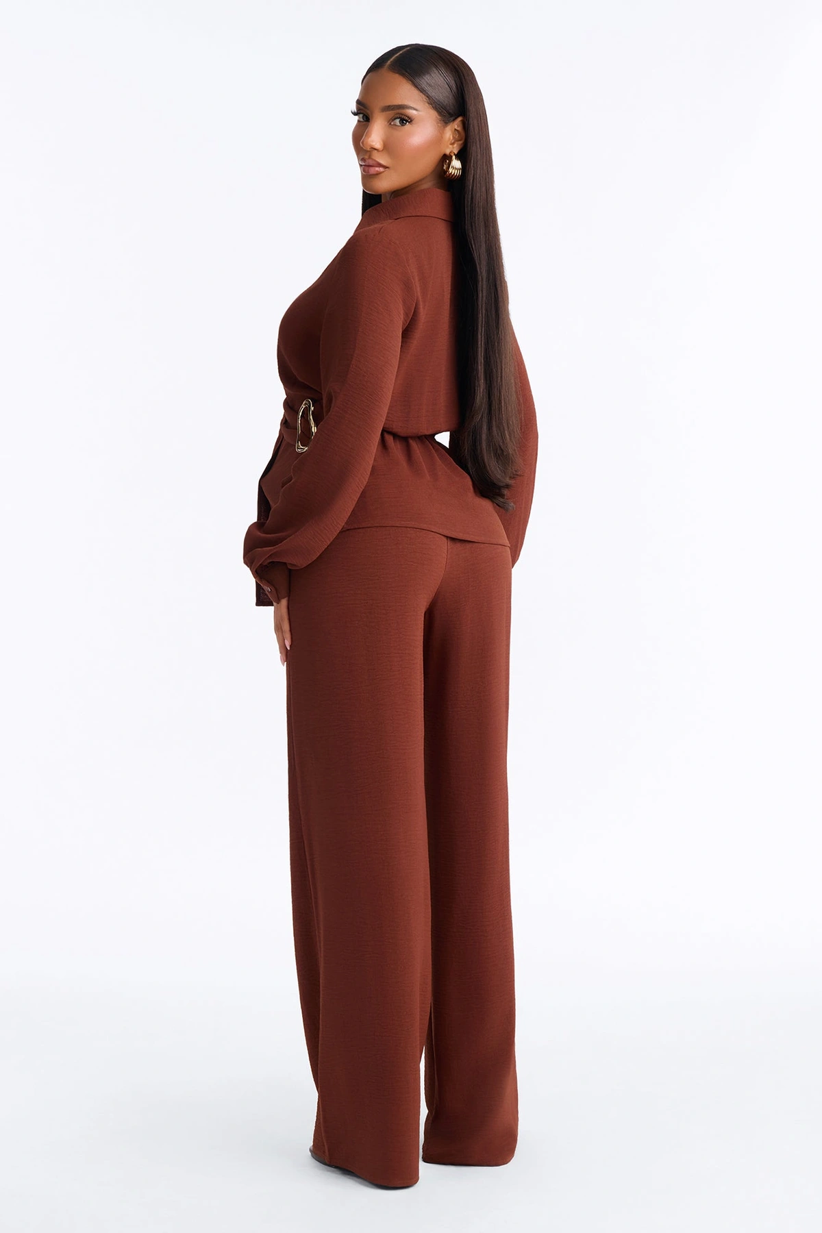 Paulina Airflow Buckle Pant Set - Rust — Ferrugem