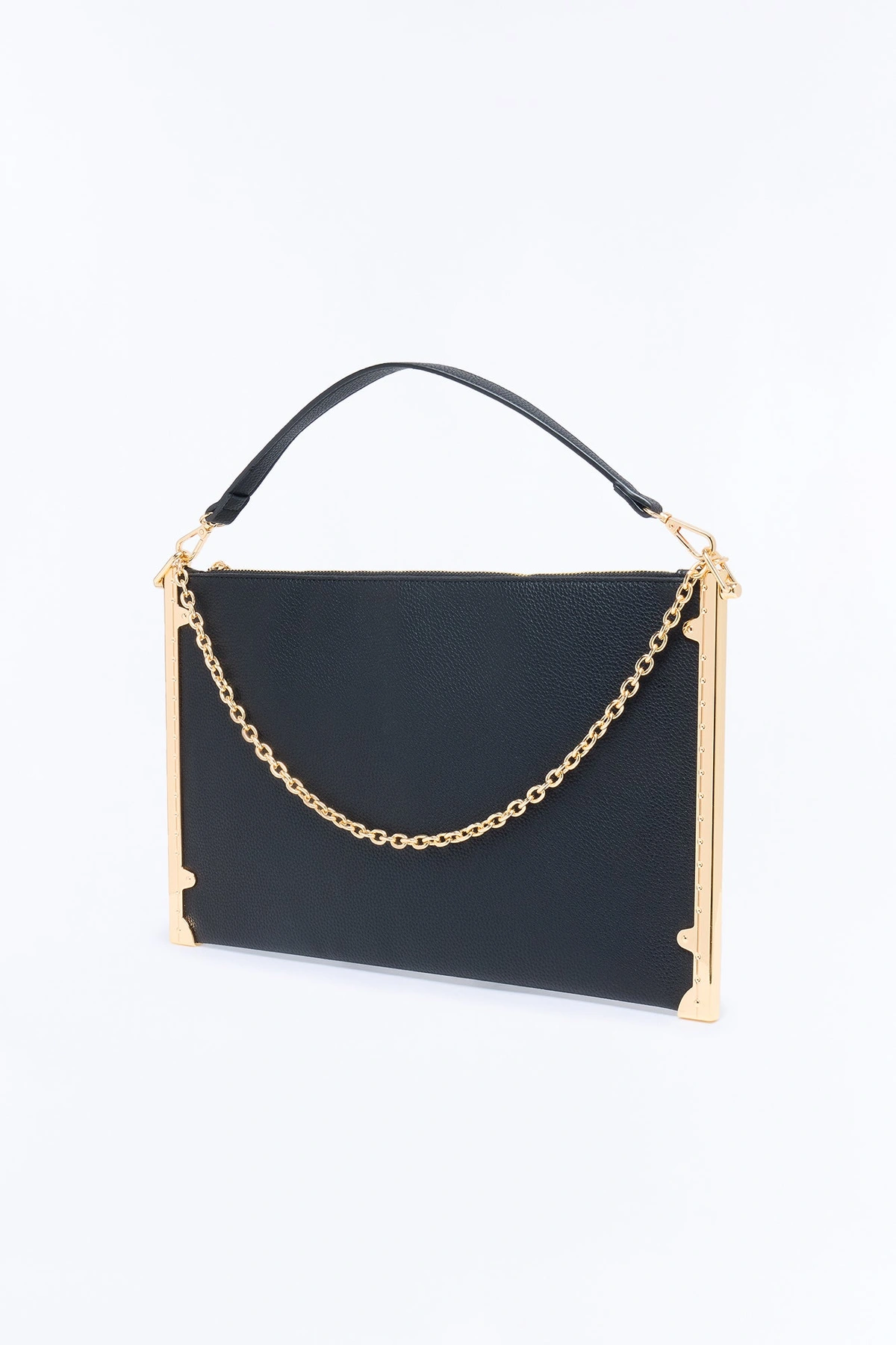 Soft Structure Faux Leather Shoulder Handbag - Black — Preto