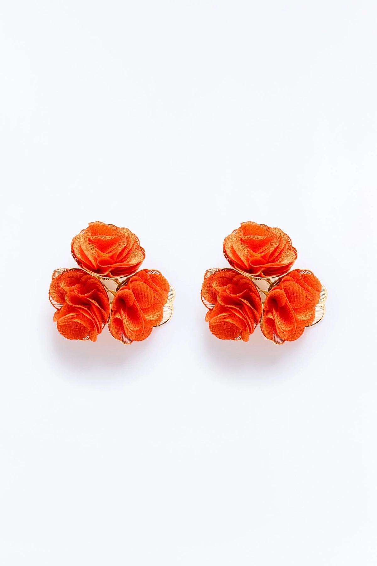 Burst Of Love Floral Earrings - Orange — Laranja