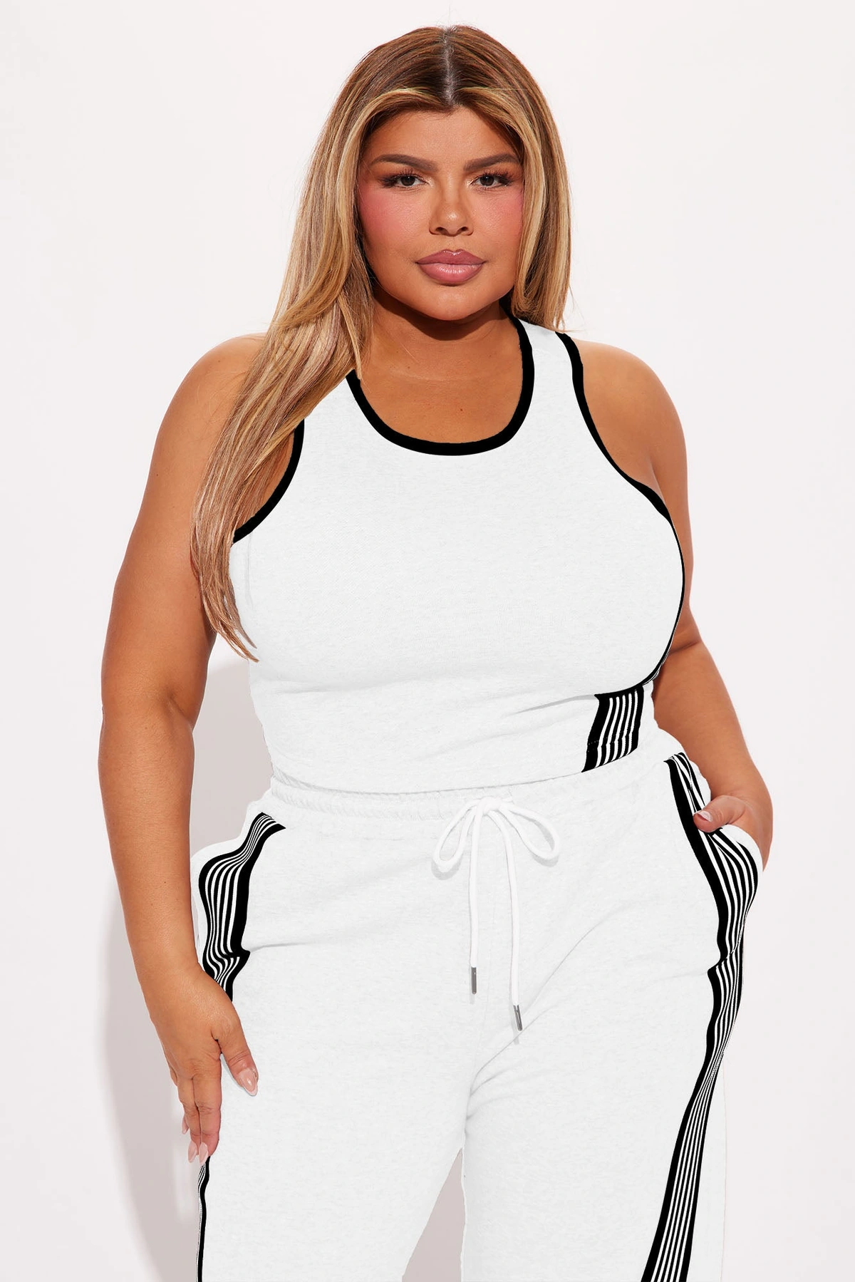 Varsity Babe Pant Set - White — Branco