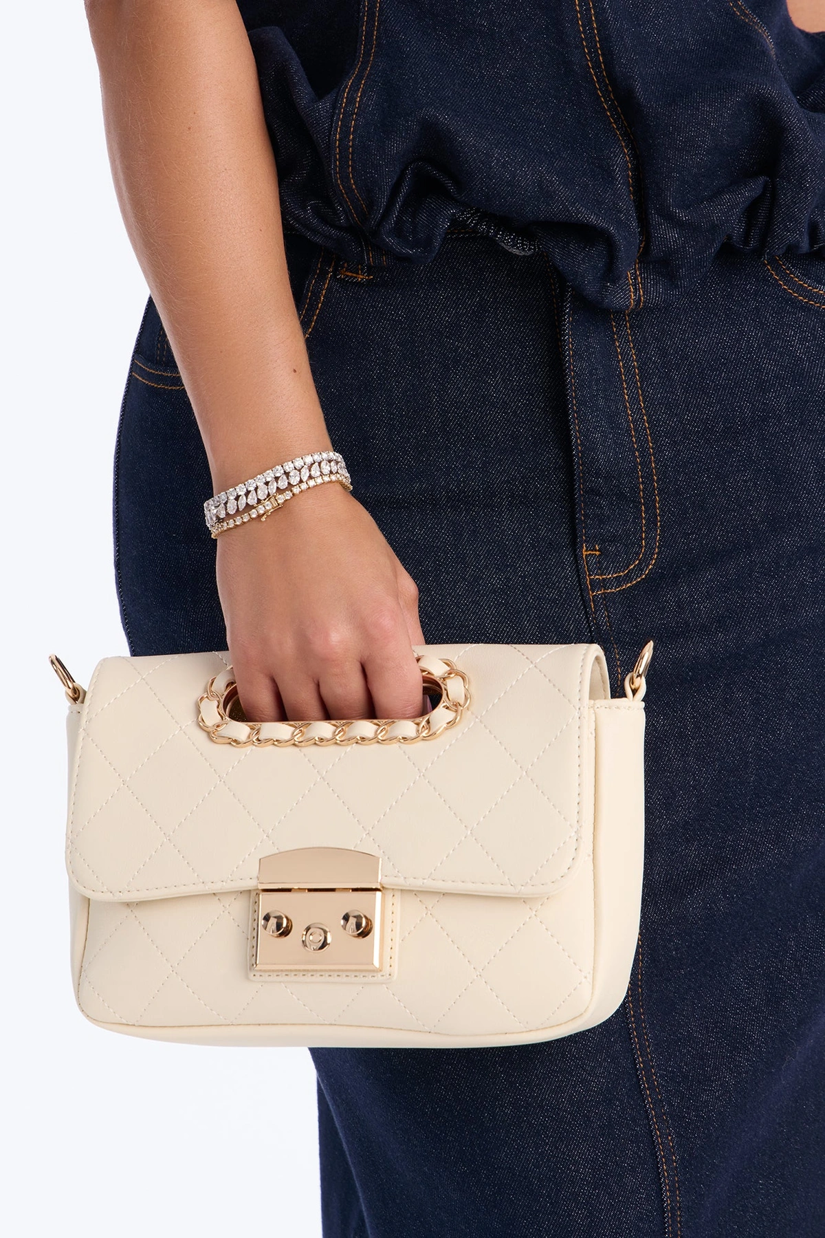 Cash In The Bank Faux Leather Clutch - Ivory — Marfim