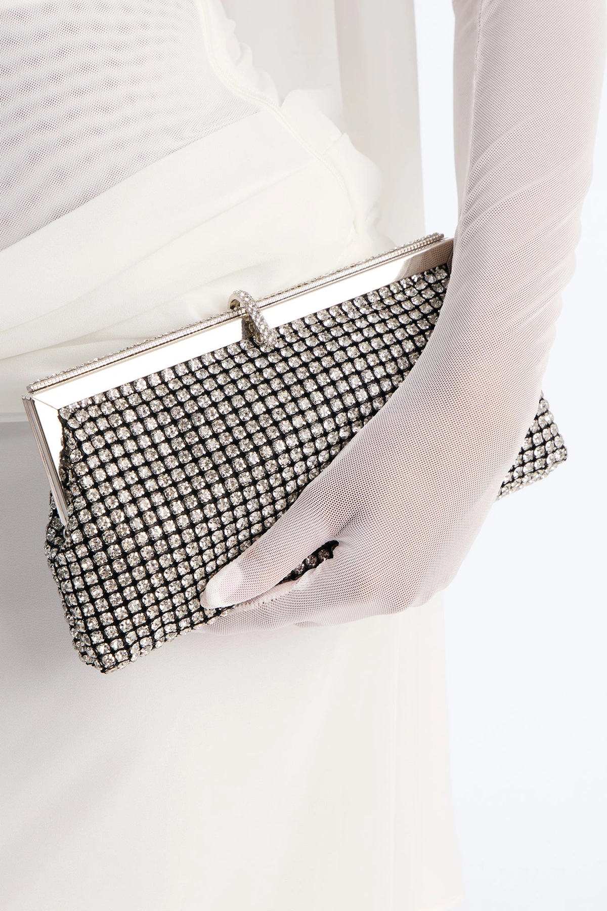 Total Eclipse Rhinestone Clutch Handbag - Silver — Prateado