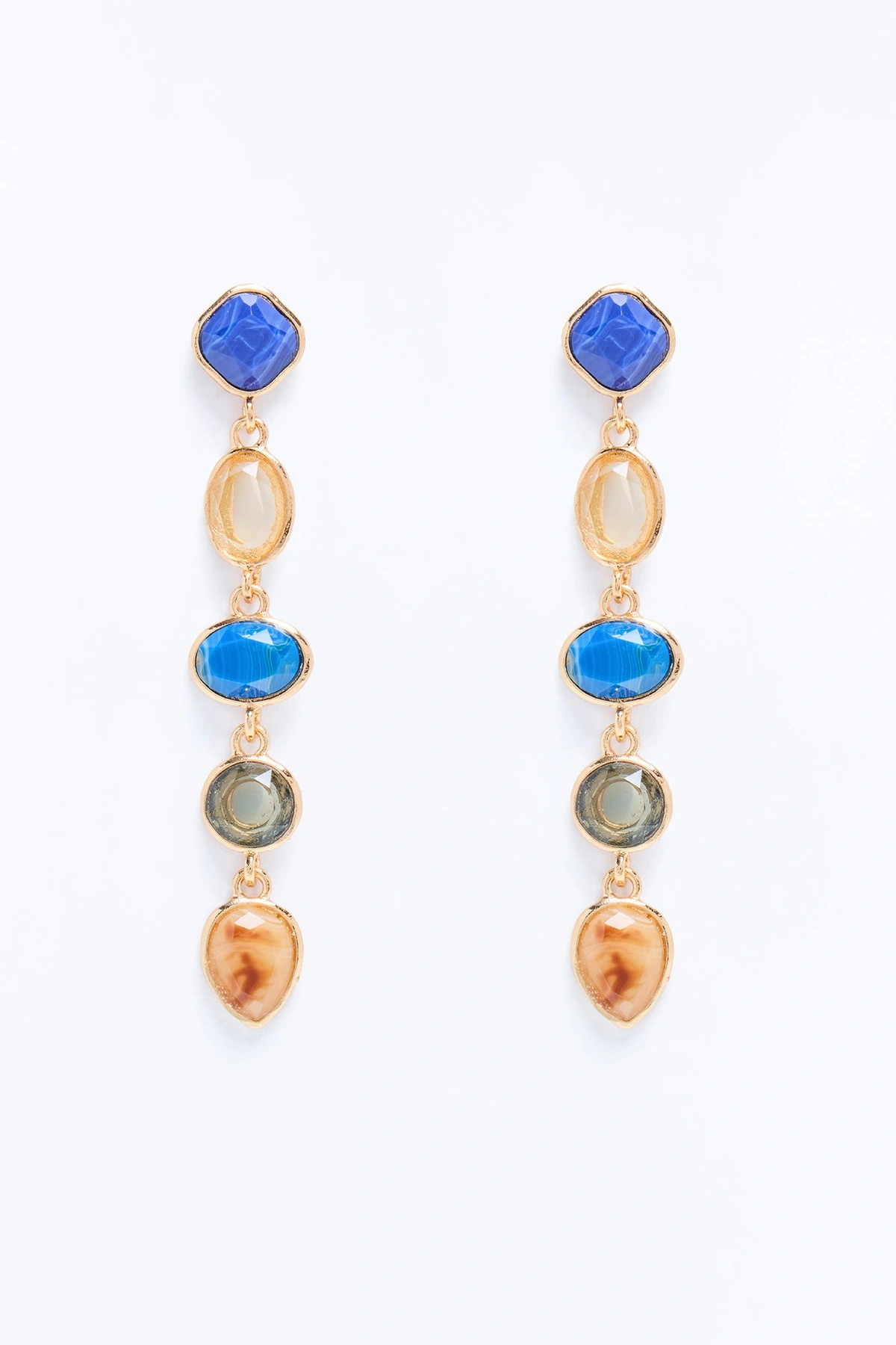 Marina Linear Earrings - Blue/combo — Azul/combinação
