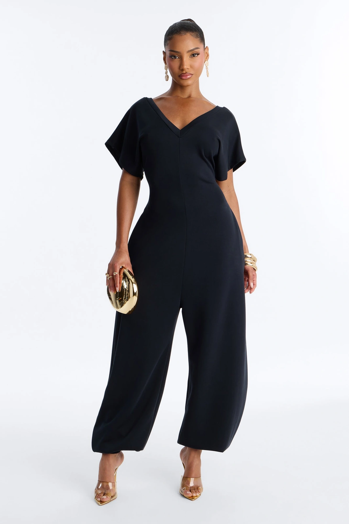 Let's Relax Barrel Wide Leg Jumpsuit - Black — Preto
