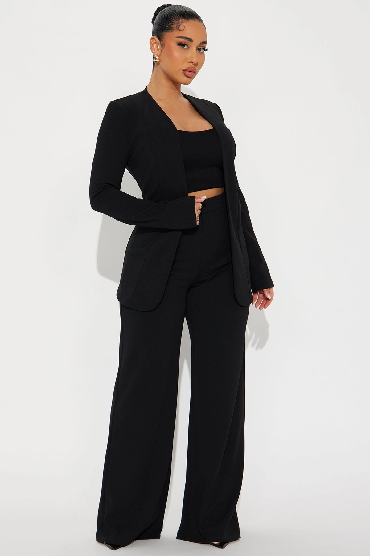 Payin' It Forward Wide Leg Pant Set - Black — Preto