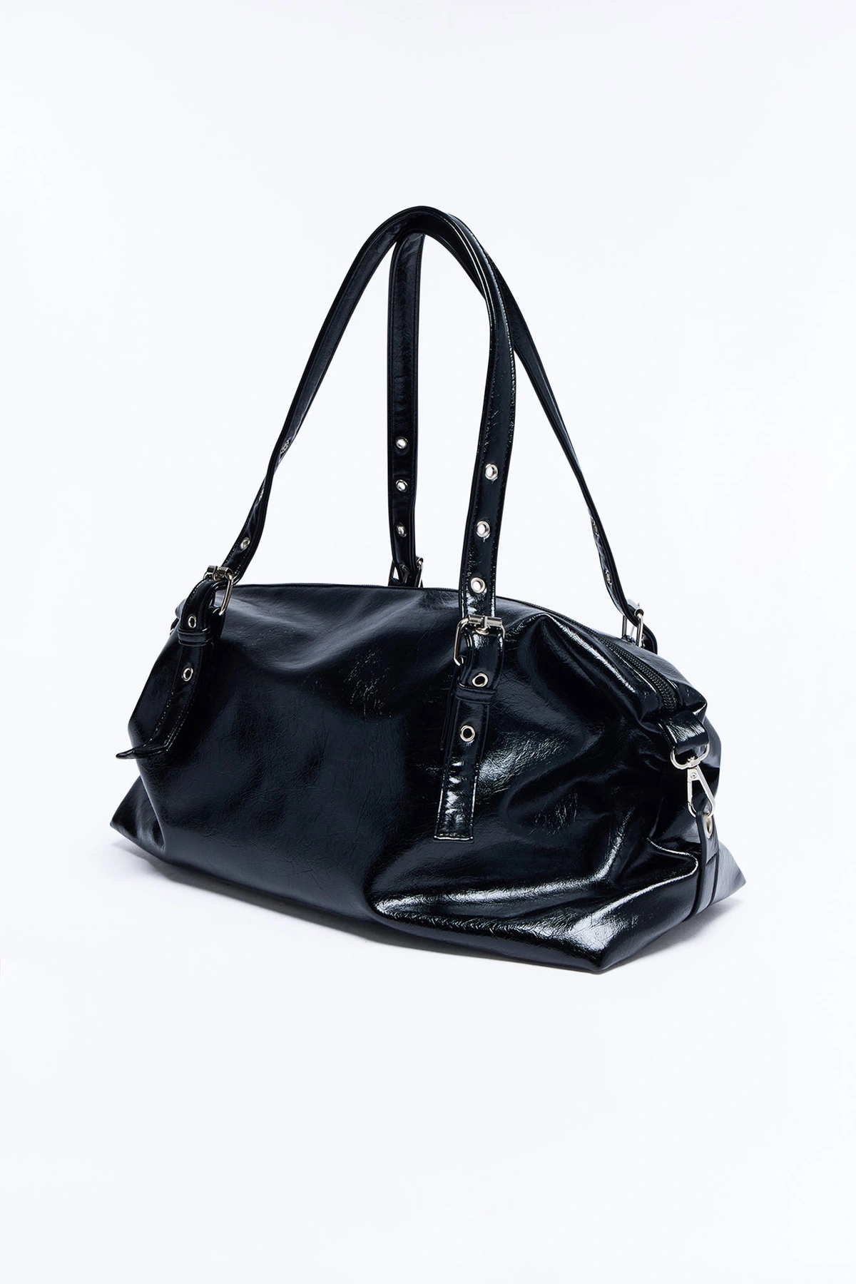 The Carry All Faux Leather Shoulder Handbag - Black — Preto