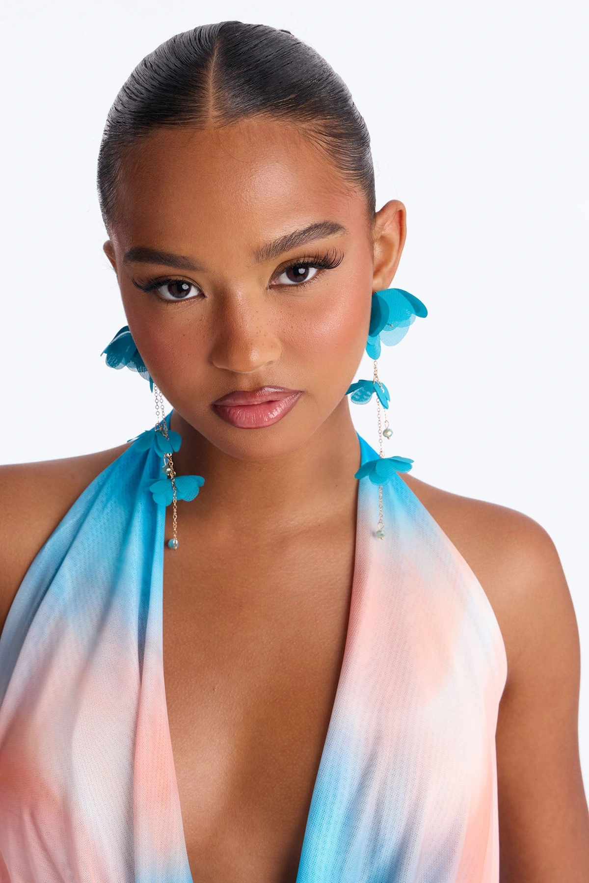 Dance With Me Floral Drop Earrings - Teal — Verde-petróleo