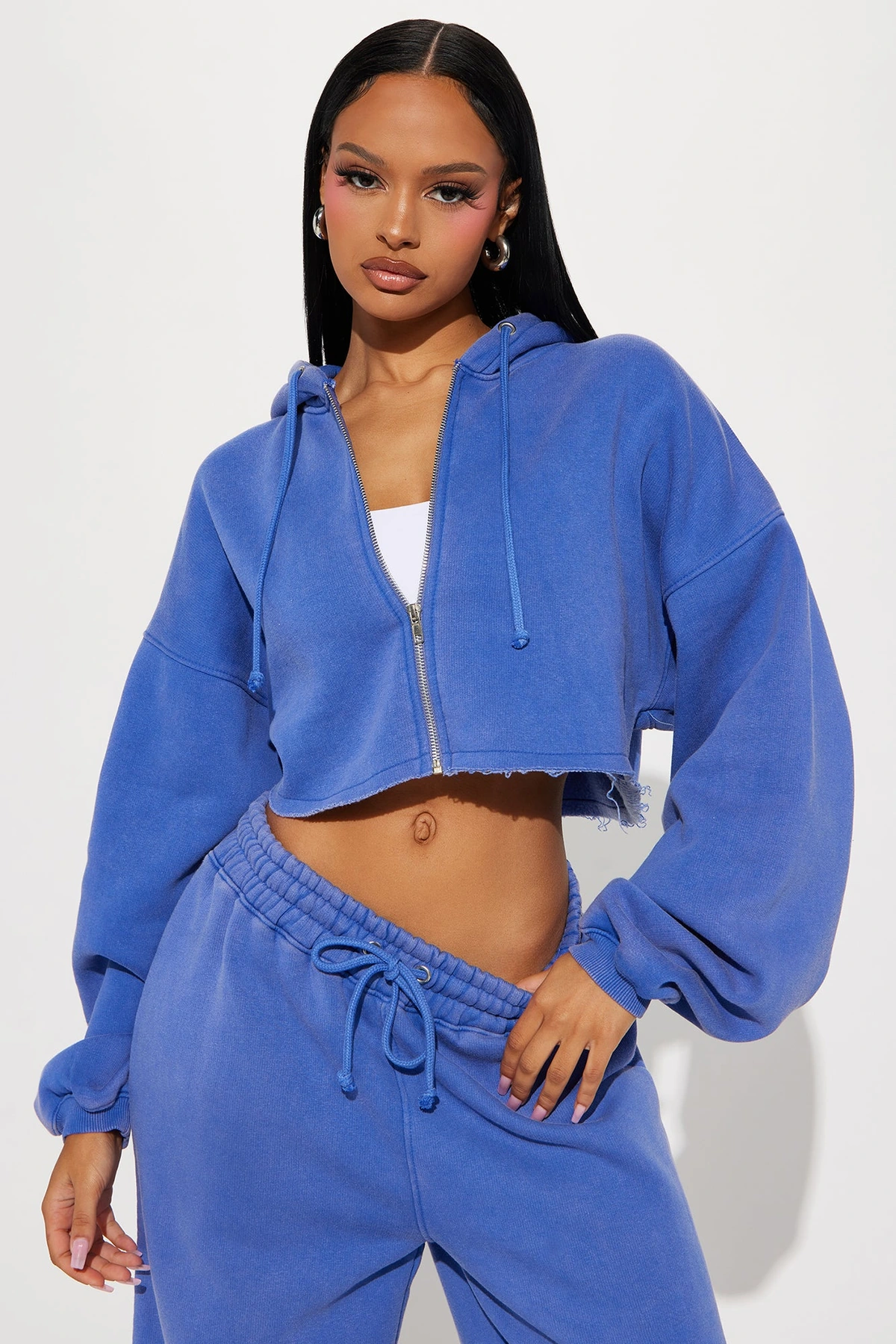 On The Go Fleece Pant Set - Blue — Azul