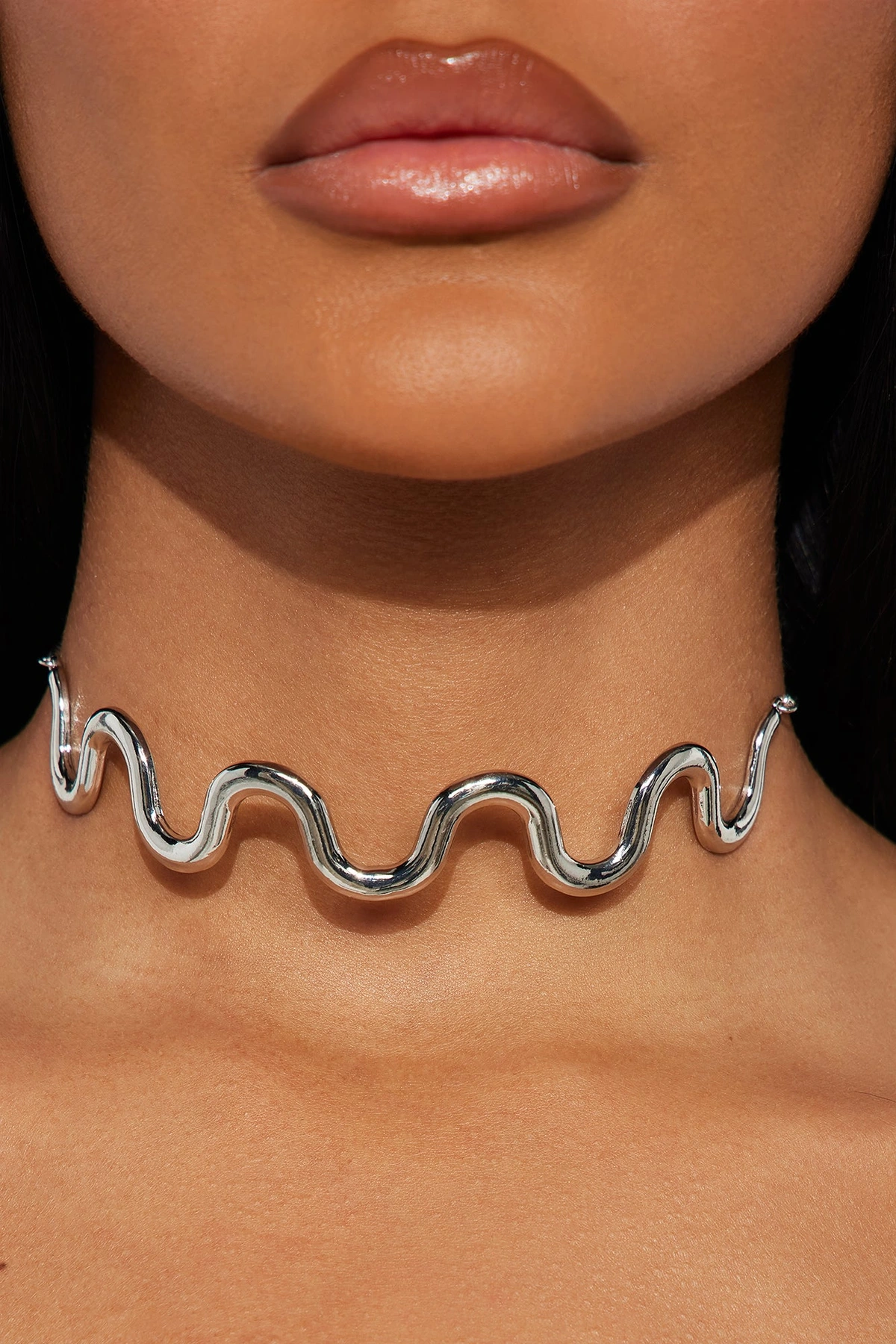 My Life Is A Roller Coaster Choker - Silver — Prateado