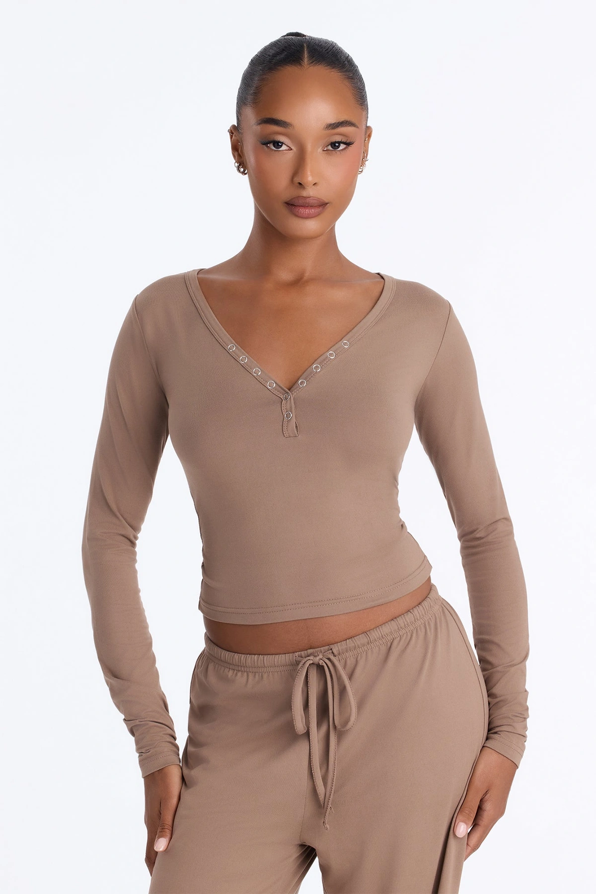 Lazy Morning Pant Set - Taupe — Bege acinzentado