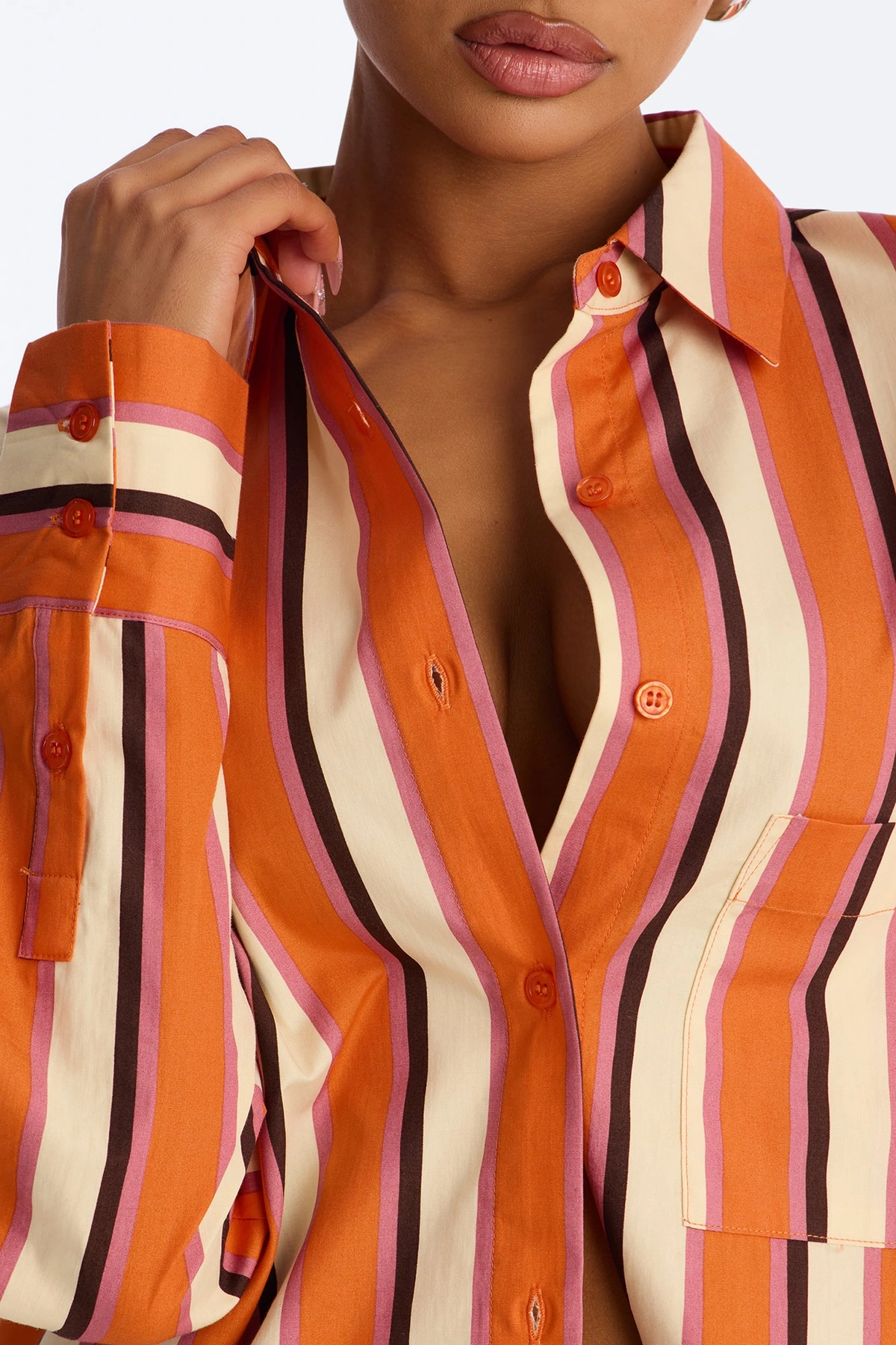 I'm The Main Topic Striped Shirt - Orange/combo — Laranja/combinação