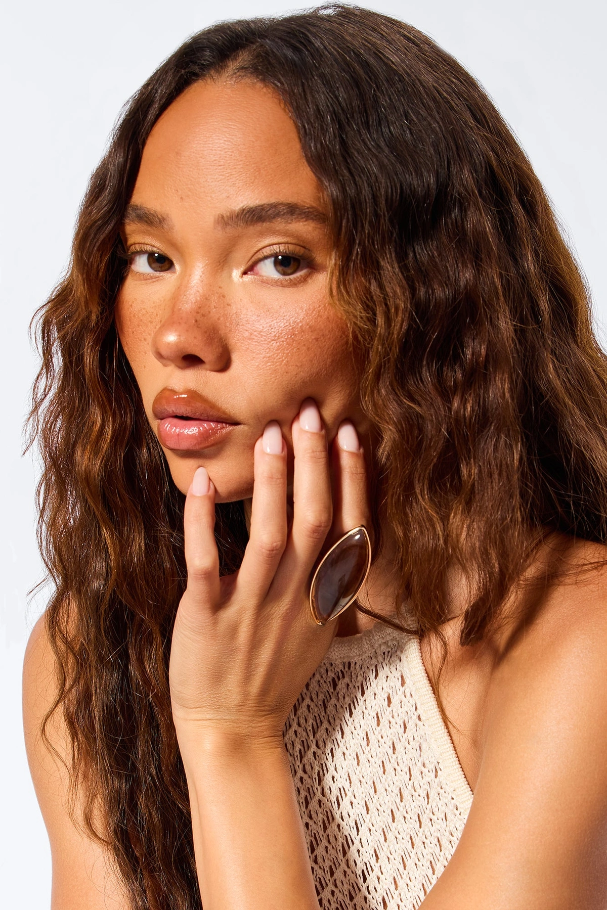 Shadow Luxe Jeweled Ring - Brown — Castanho