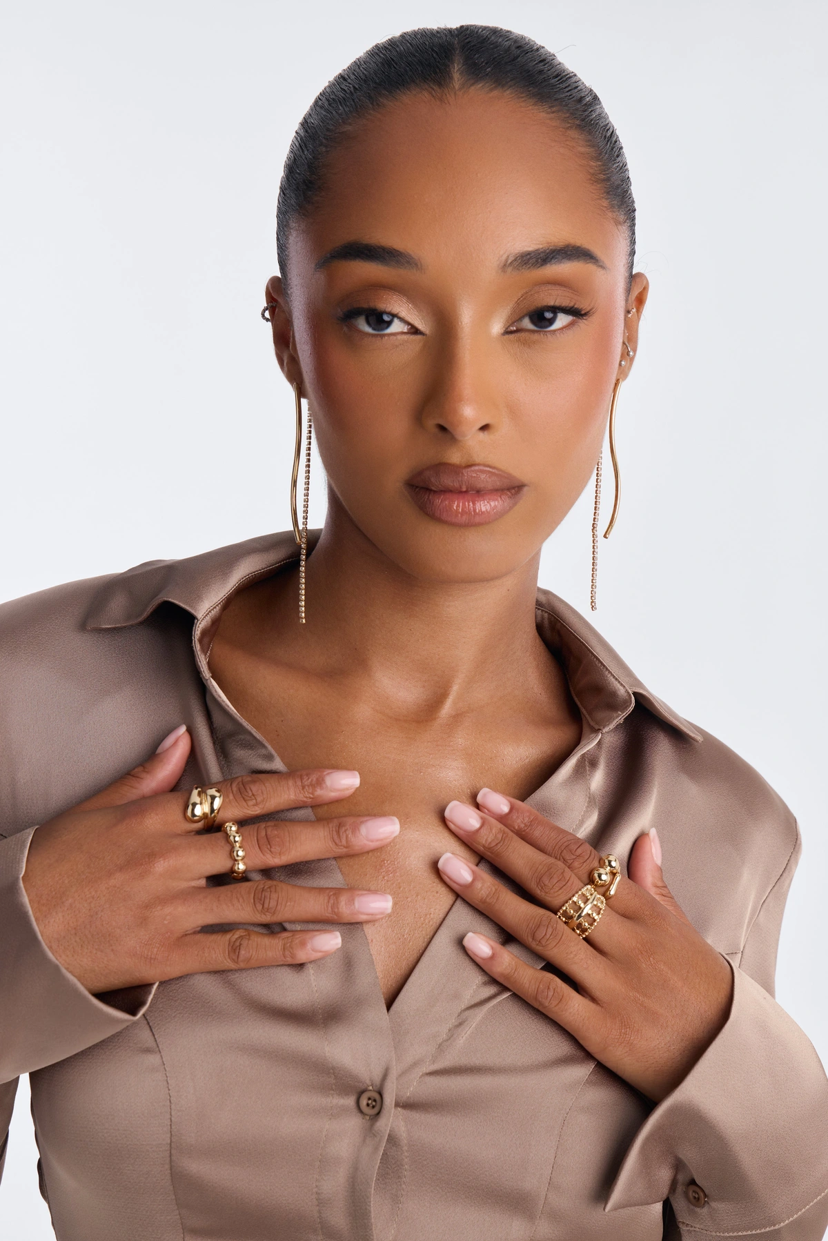 Dare Me 5 Piece Rings Set - Gold — Dourado