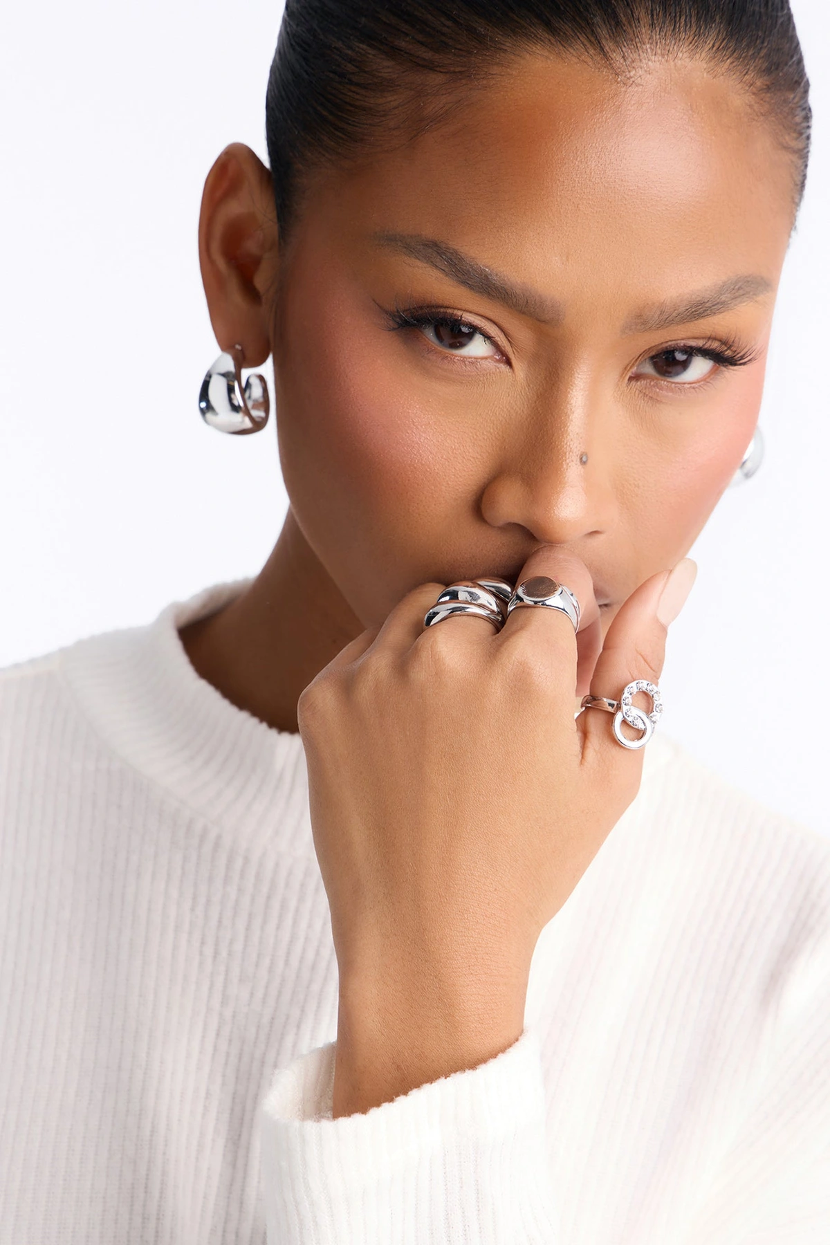 Mixing It Up 5 Piece Ring Set - Silver — Prateado