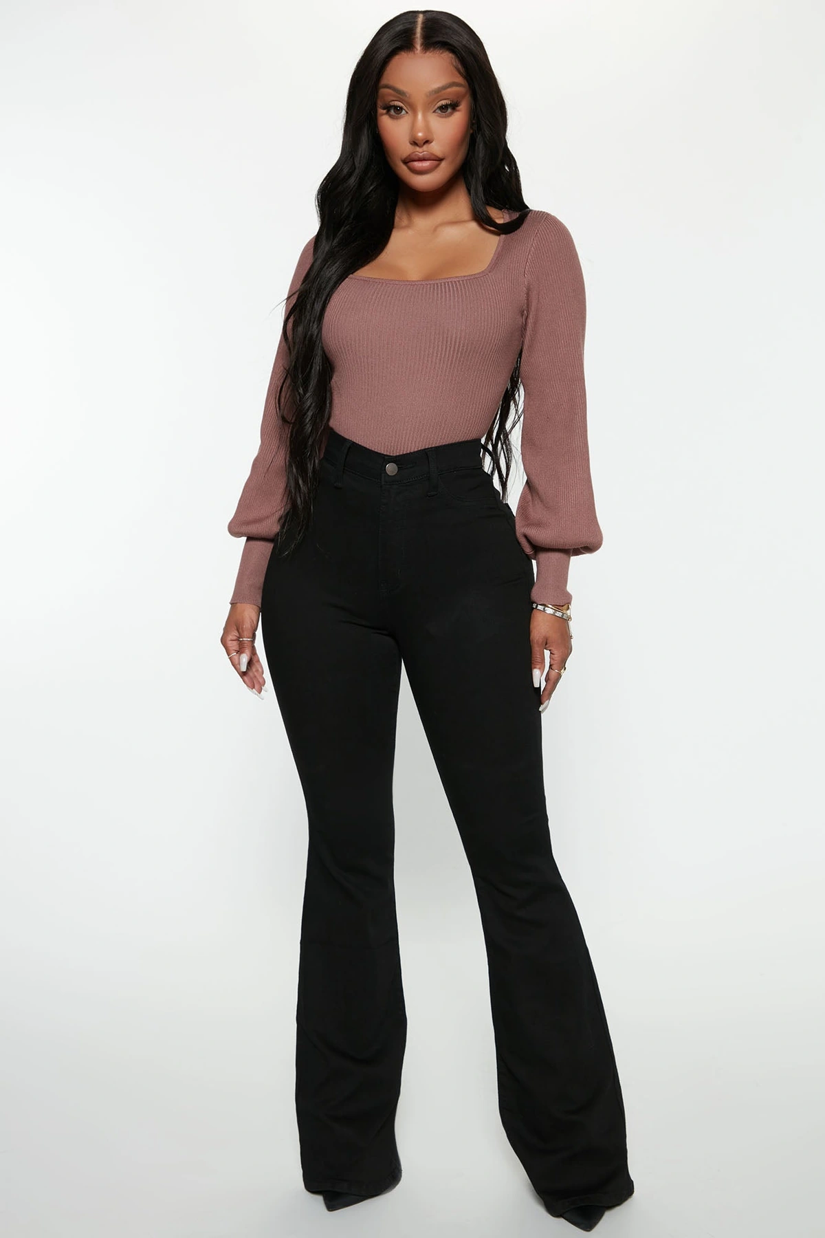 Deep In My Soul Flare Jeans - Black — Preto