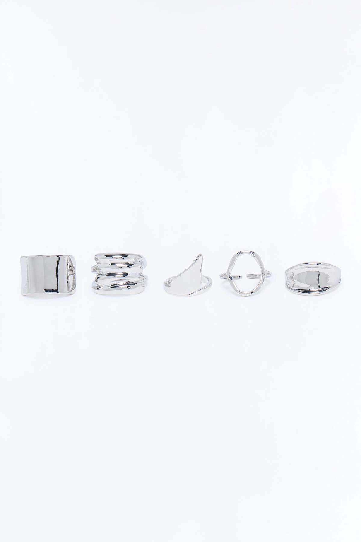 All Day Every Day 5 Piece Ring Set - Silver — Prateado