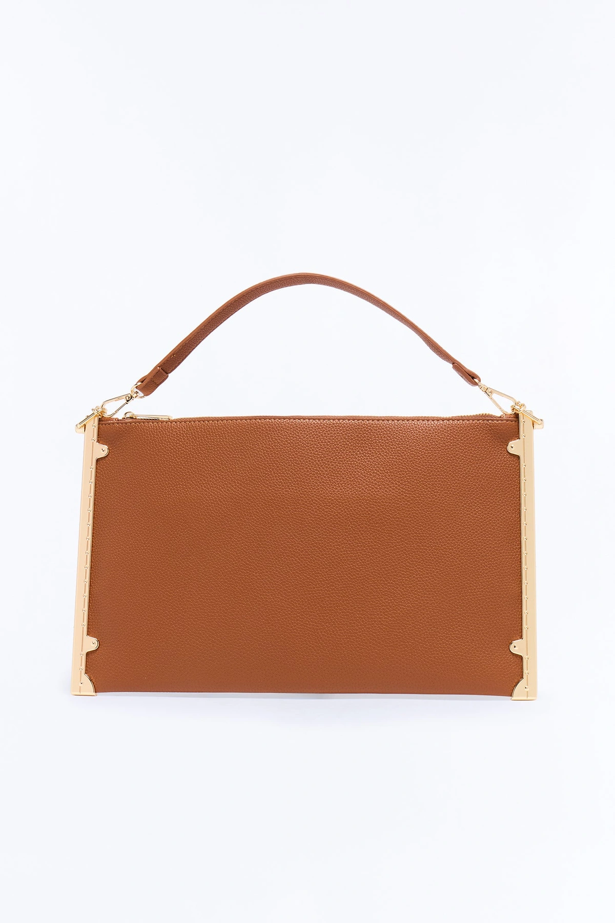 Soft Structure Faux Leather Shoulder Handbag - Brown — Castanho