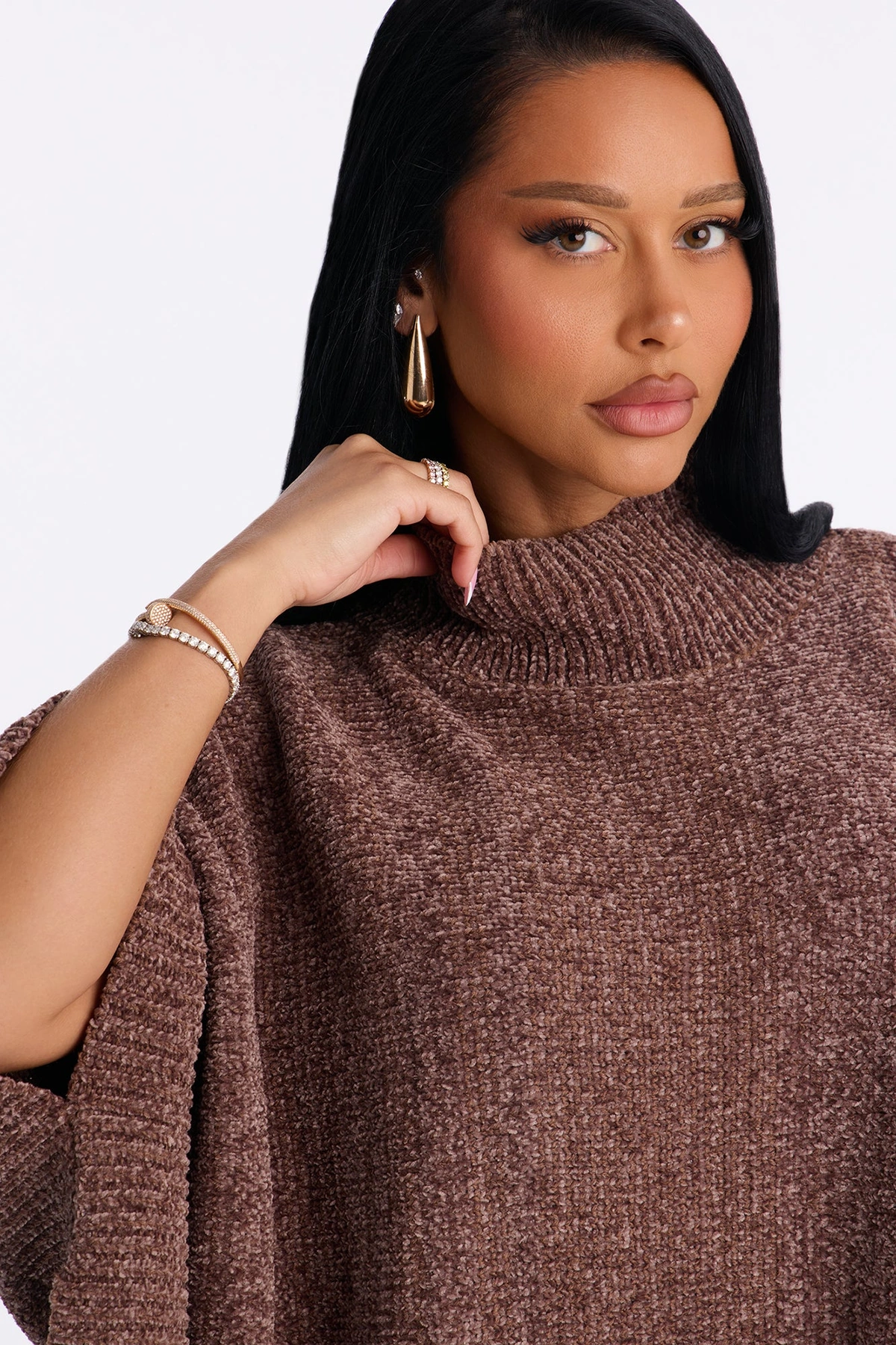 Erica Sweater Poncho Skirt Set - Mocha — Moca