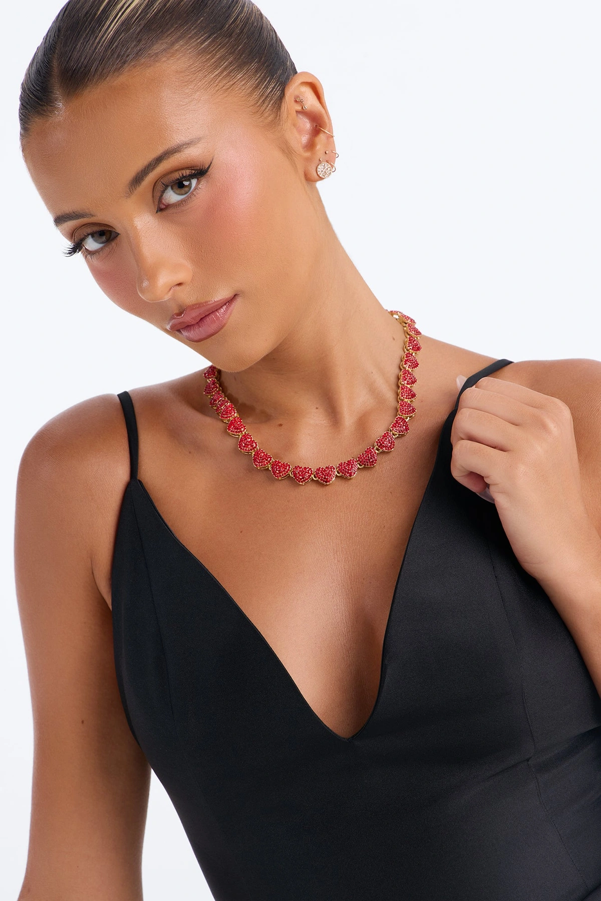LOML Heart Single Chain Necklace - Red — Vermelho