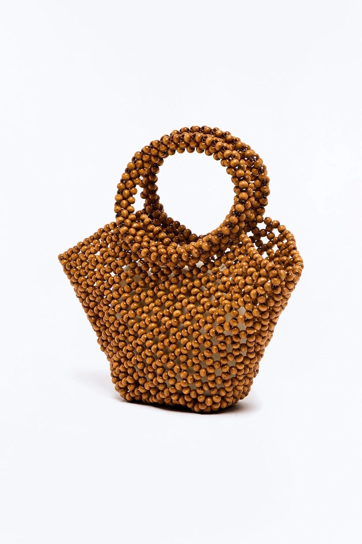 The Good Feeling Beaded Satchel Handbag - Tan — Castanho-claro