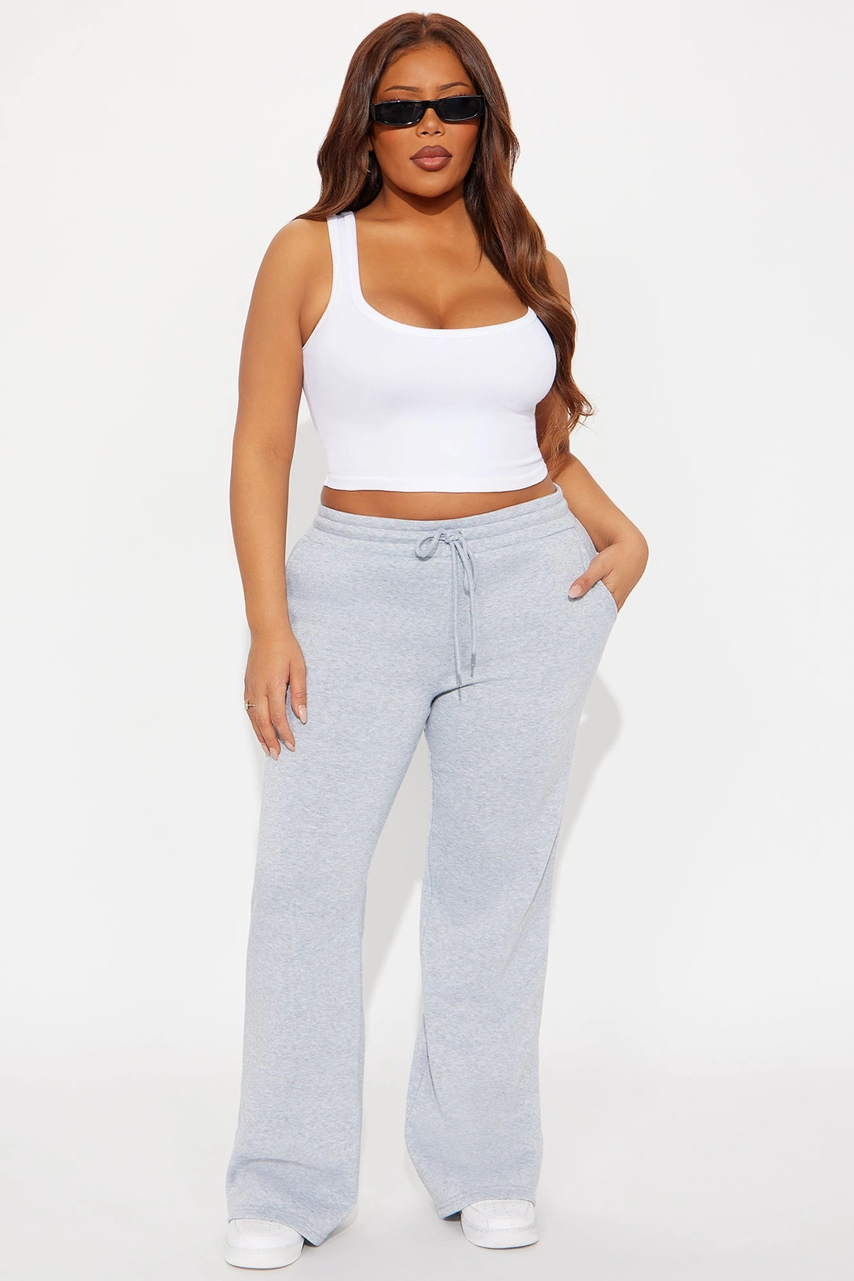 Candice Petite Lounge Flare Pant - Heather Grey — Cinzento mesclado