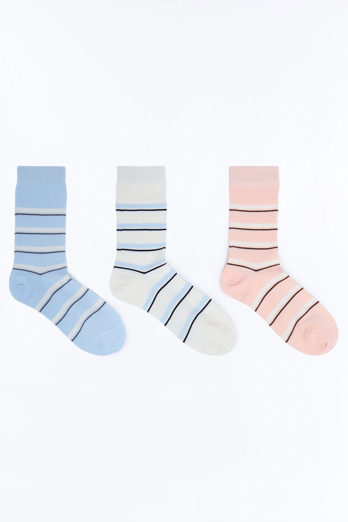 Stripe Game 3 Pack Socks - White/combo — Branco/combinação