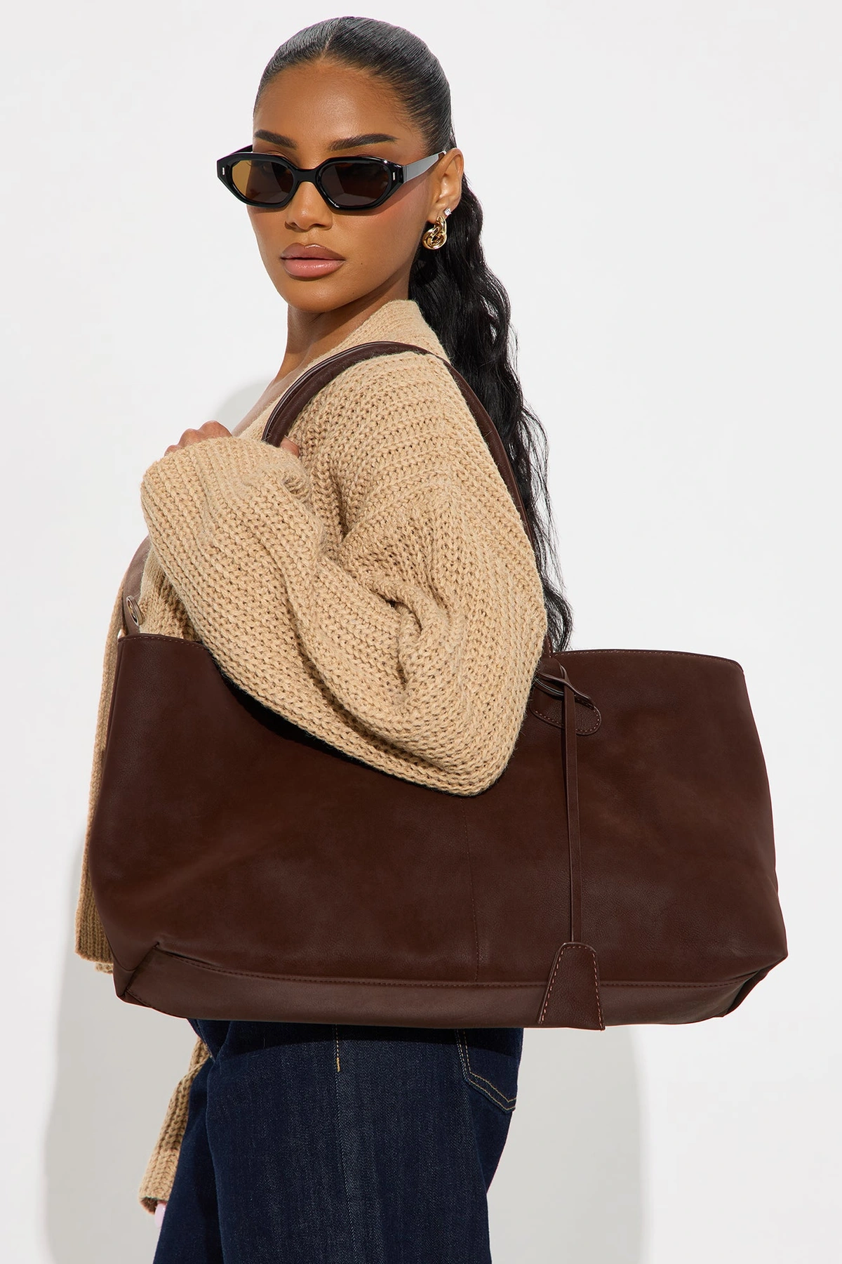 Monaco Moves Faux Suede Tote - Brown/combo — Castanho/combinação