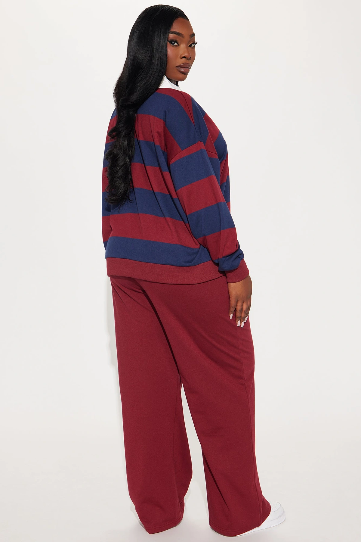 Sporty Day Wide Leg Pant Set - Burgundy — Bordô