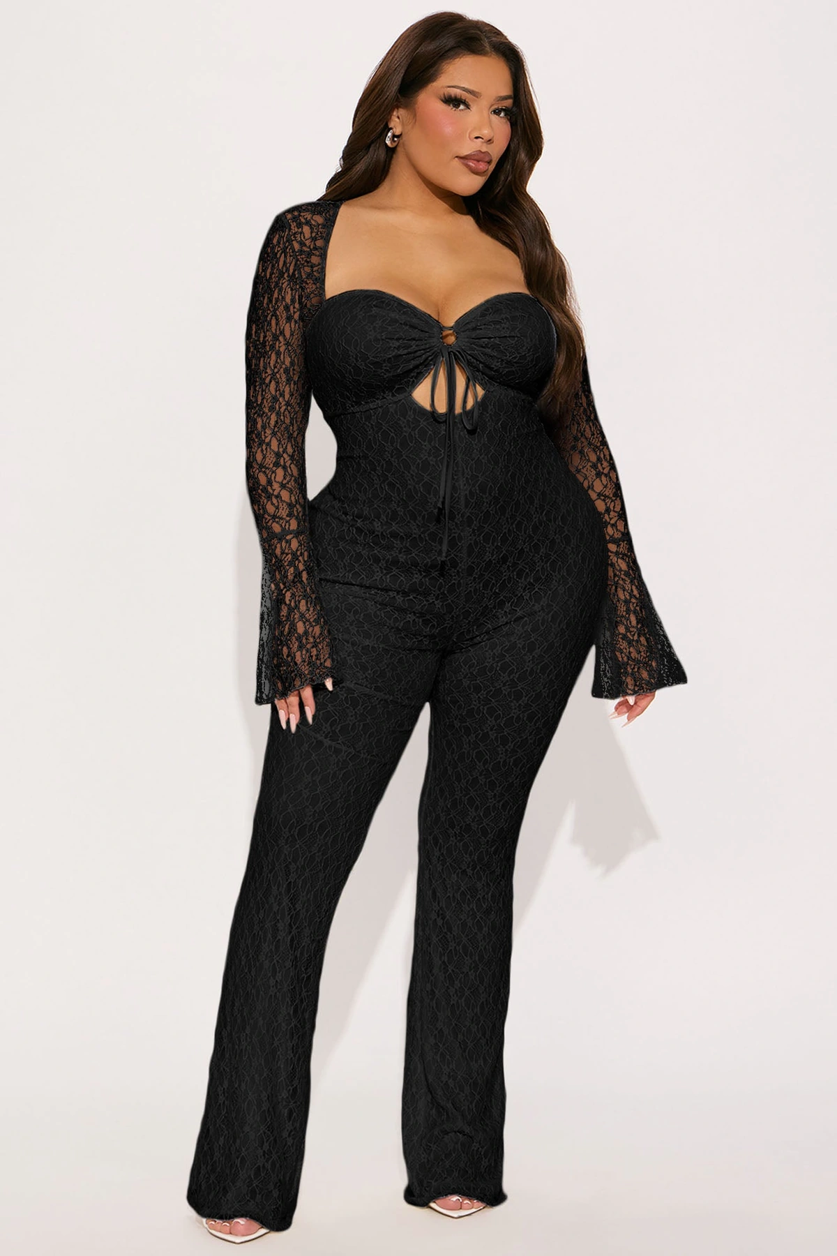 Saffron Lace Jumpsuit - Black — Preto